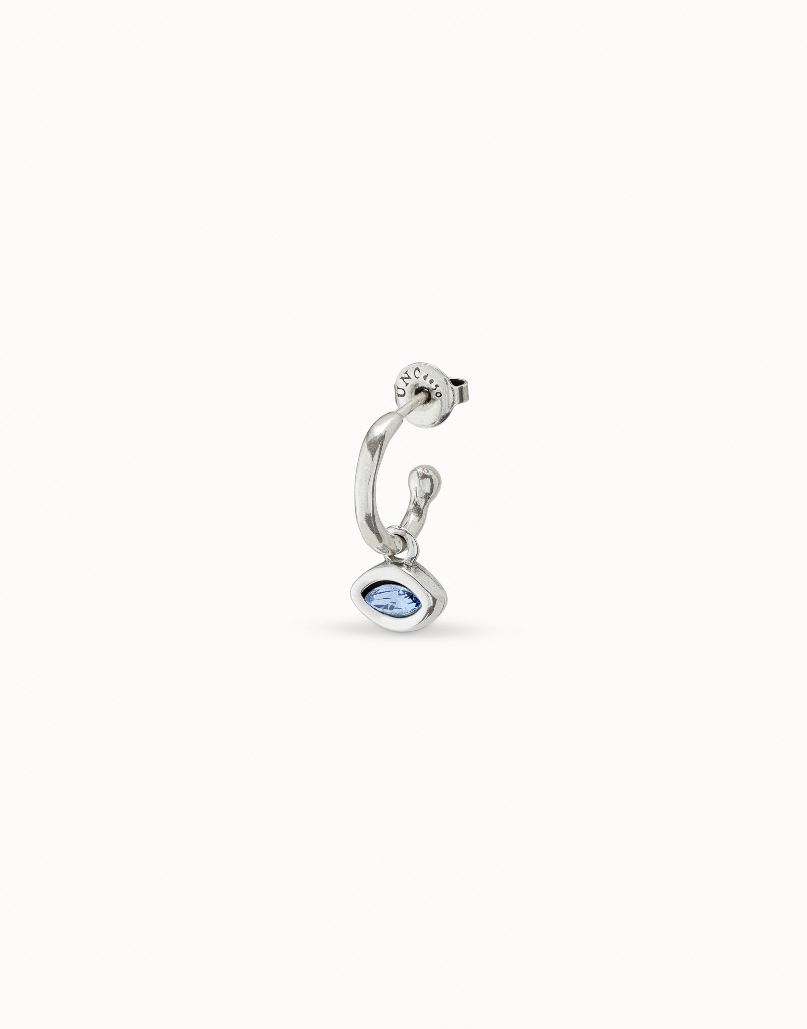 Sterling silver-plated eye piercing charm with a crystal, Silver, large image number null