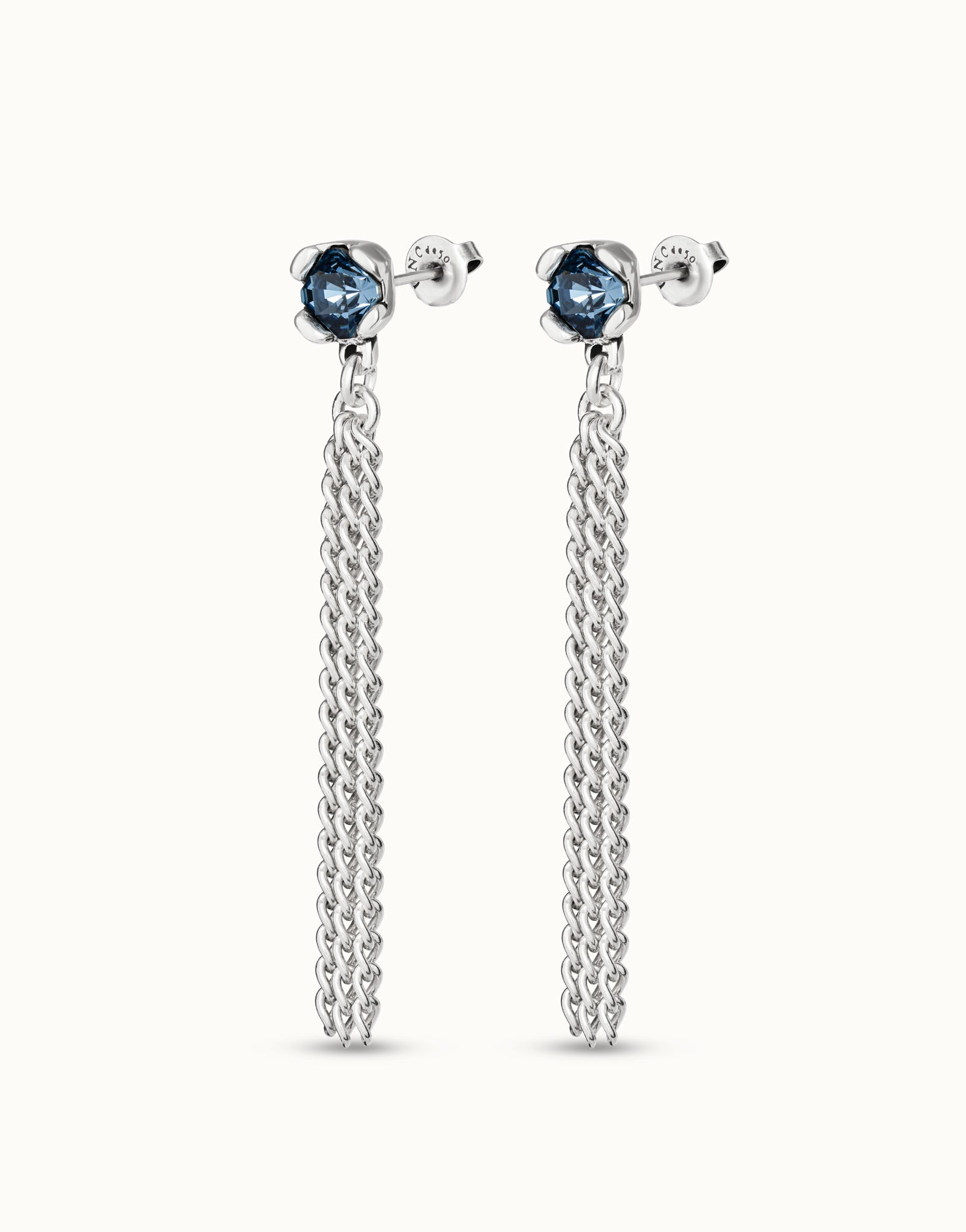 Sterling Silver plated Earrings With Blue Crystal Null