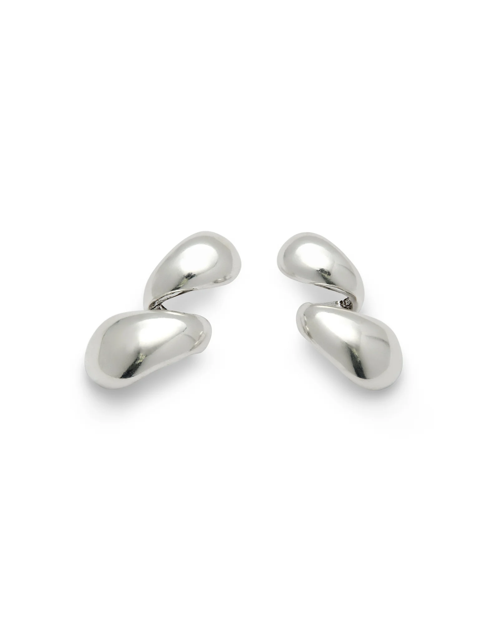 Pendientes ba&ntilde;ados en plata doble gota mediana