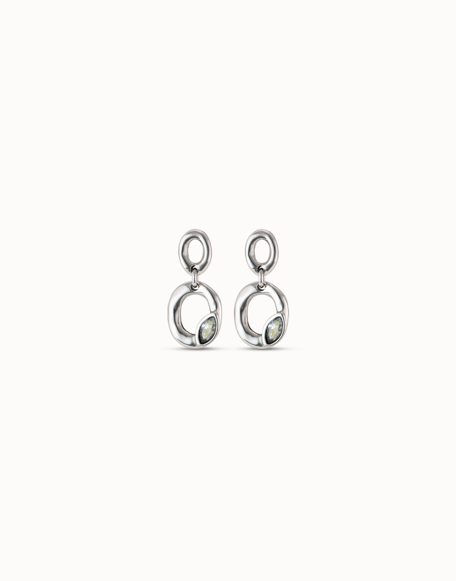 Orecchini placcati argento Sterling con doppio ovale e cristallo grigio chiaro, Argent, large image number null