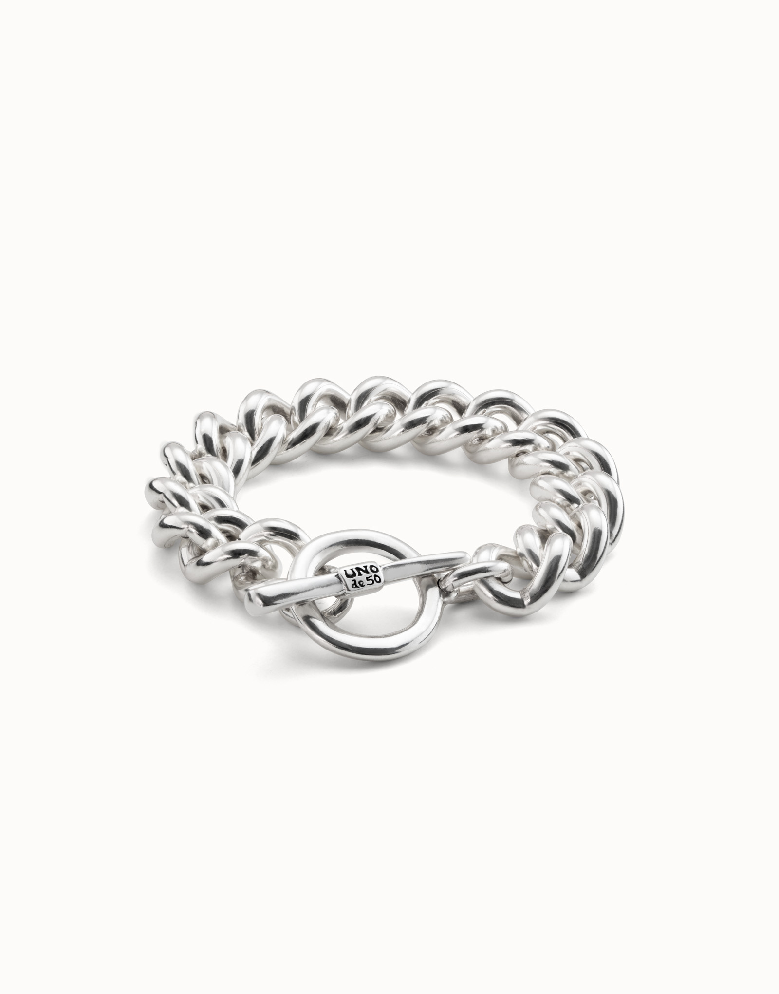 Bracelet plaqué argent avec chaîne à barbe, Argent, large image number null