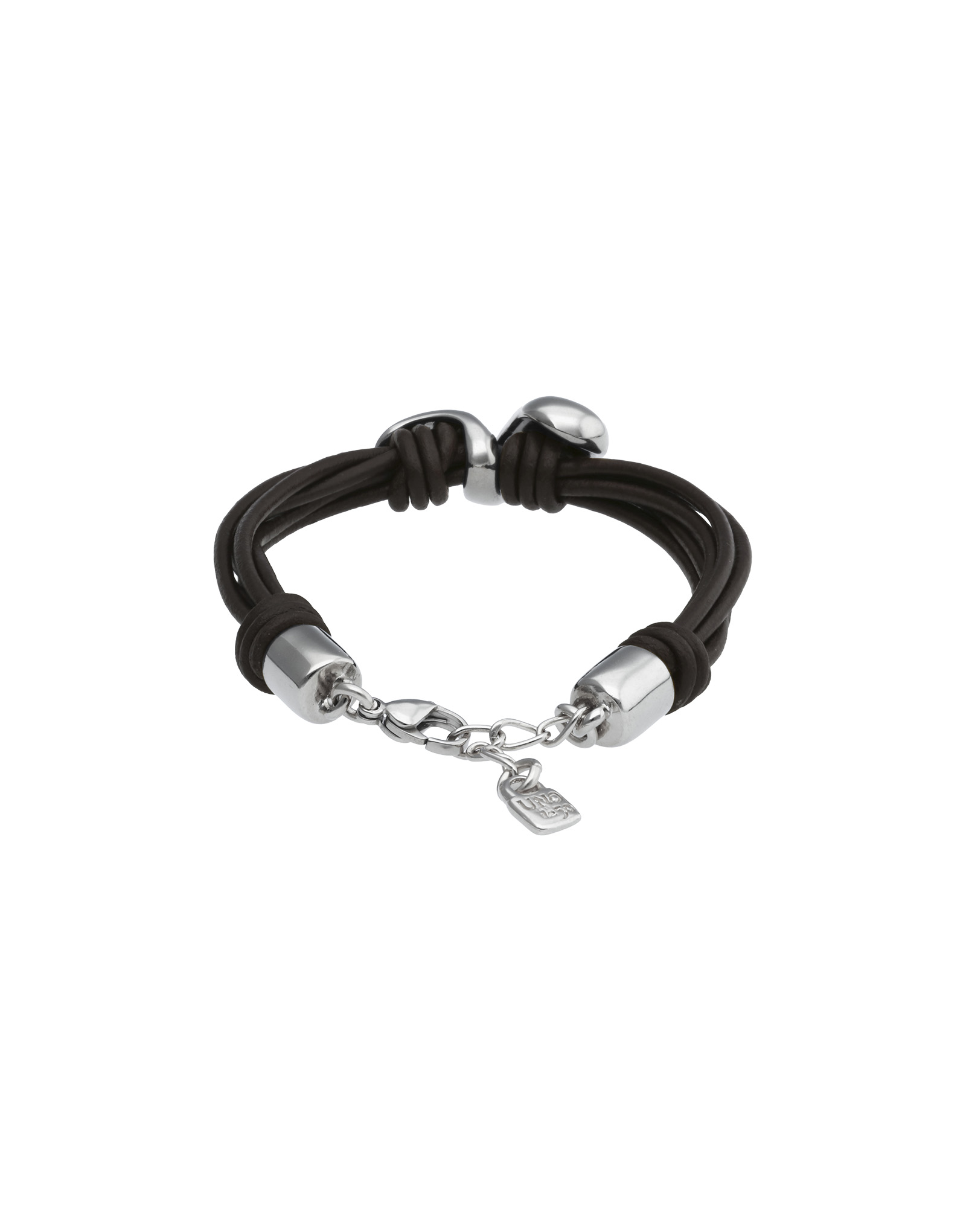 Leather bracelet with two drops