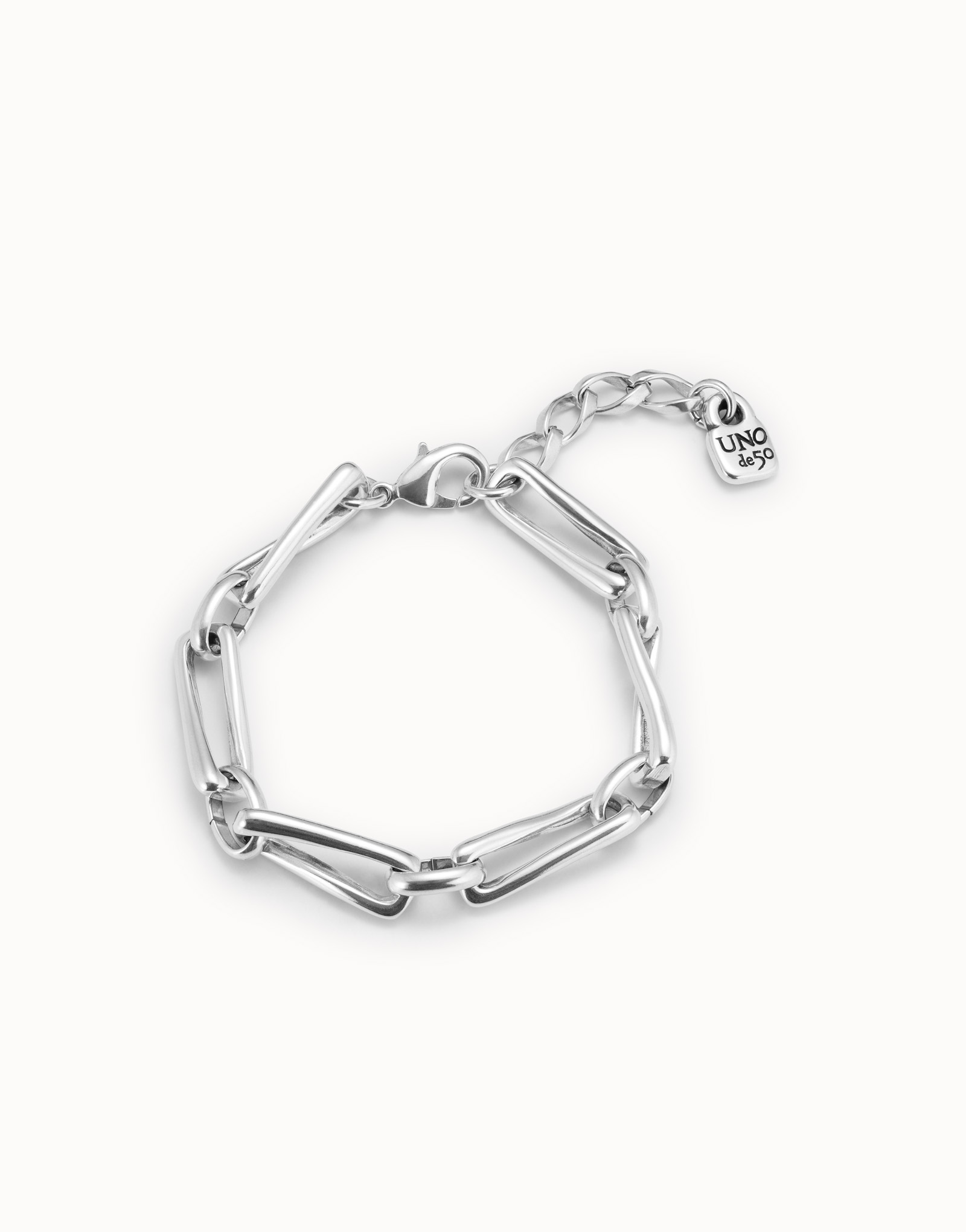 Bracciale placcato argento Sterling con maglie quadrate piccole, Argent, large image number null