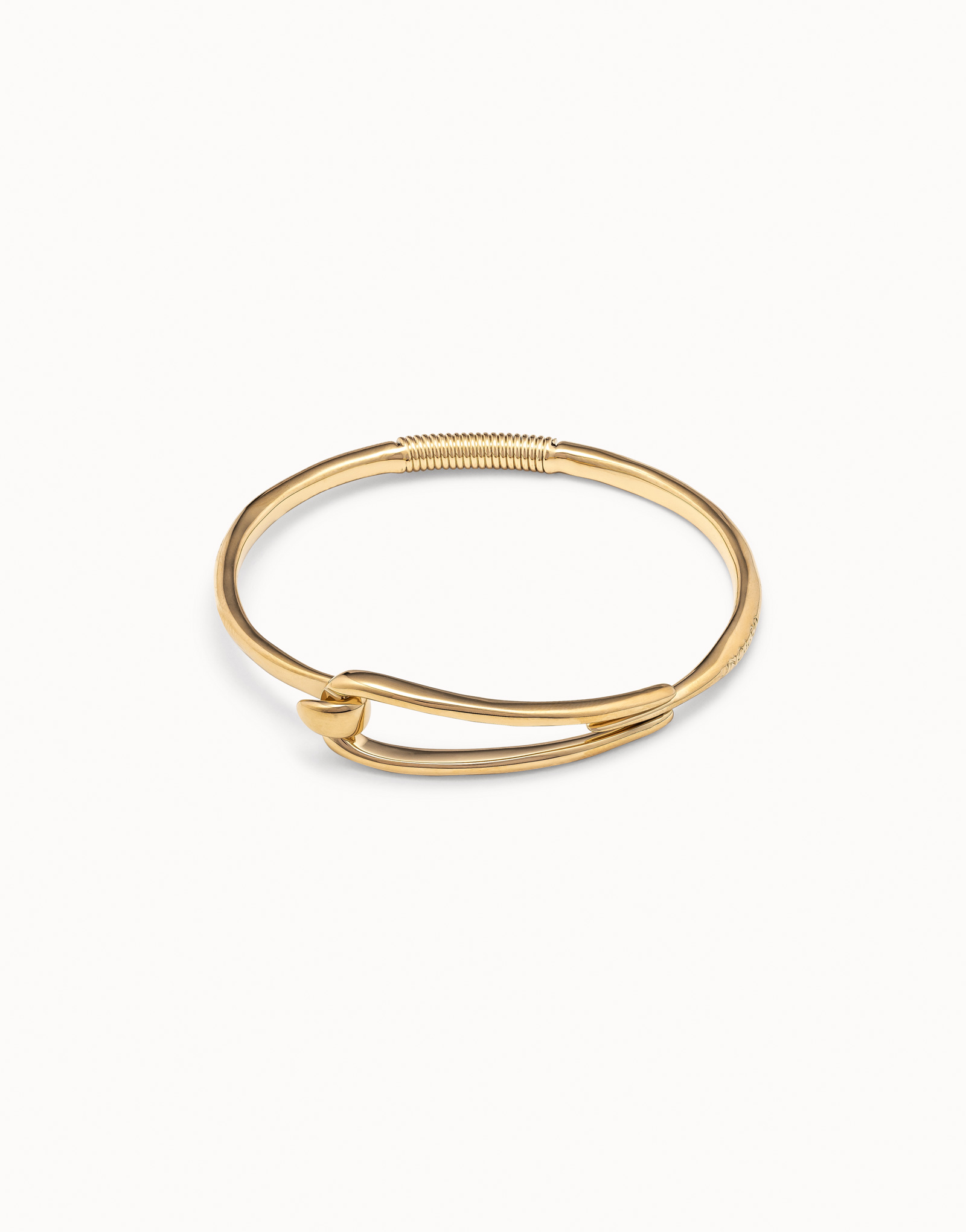 18K gold-plated nail shaped bracelet with hidden spring for men, Golden, large image number null