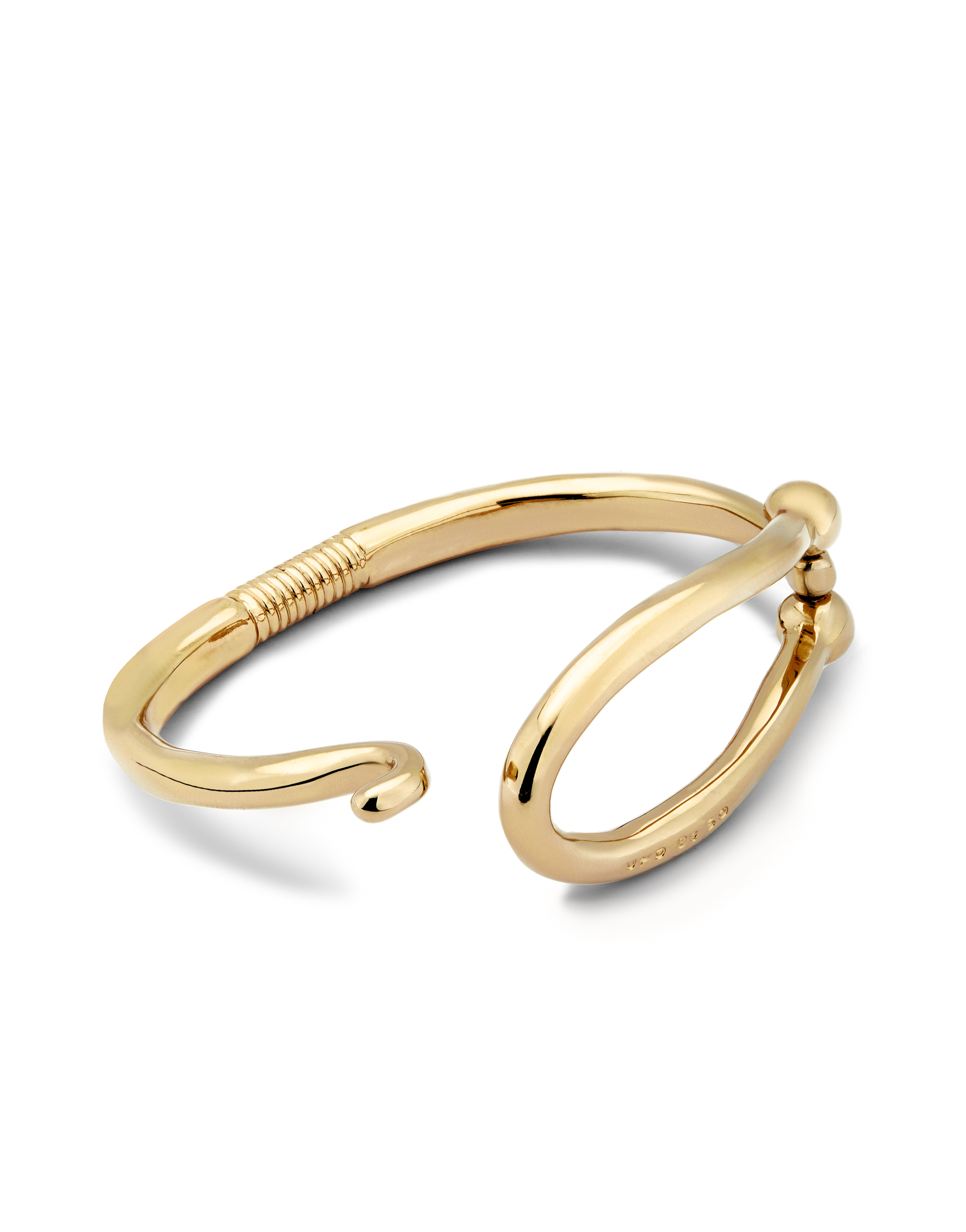 Rigid 18K gold-plated bracelet with large link and inner spring, Golden, large image number null