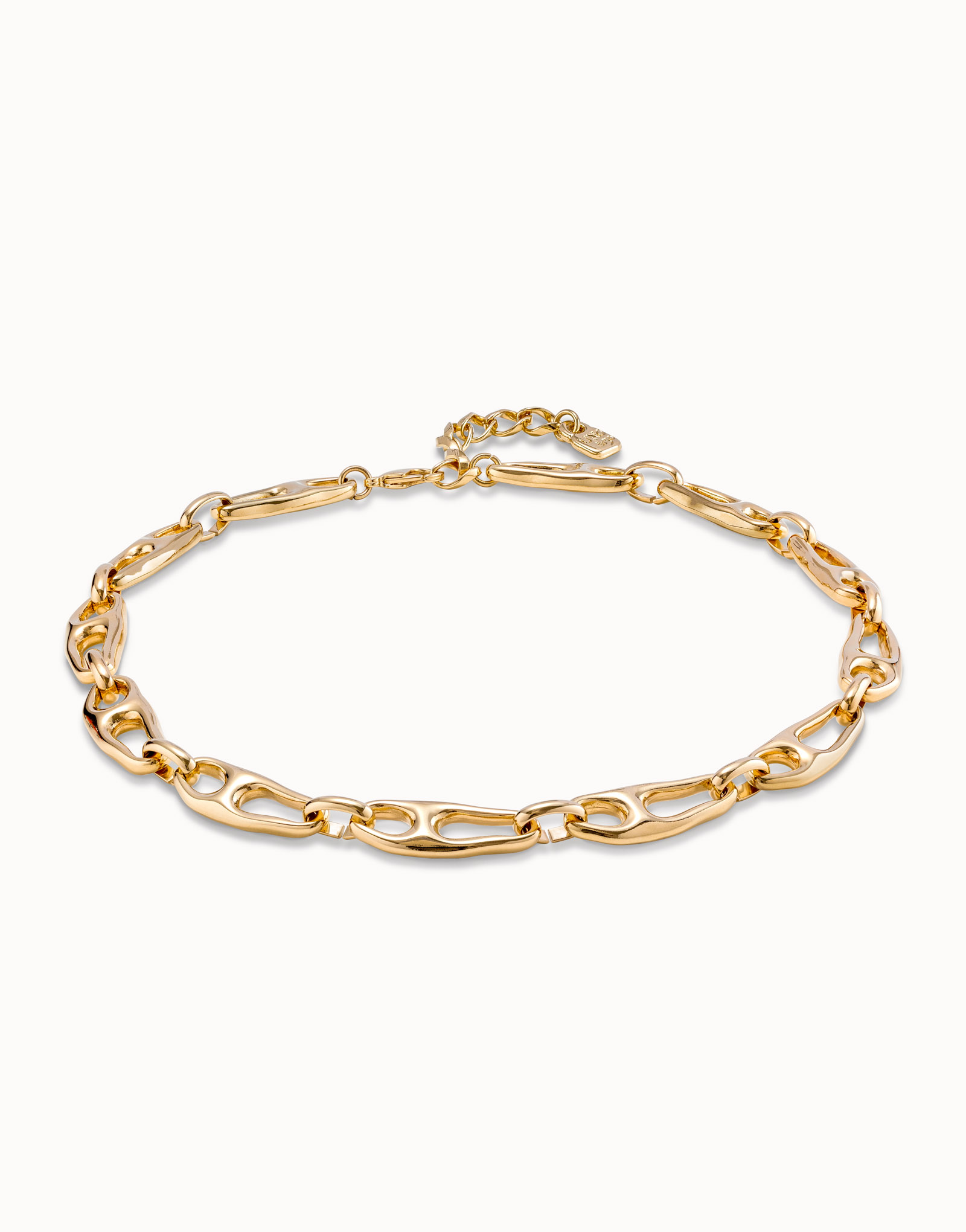 18K gold-plated short necklace and small links, Golden, large image number null