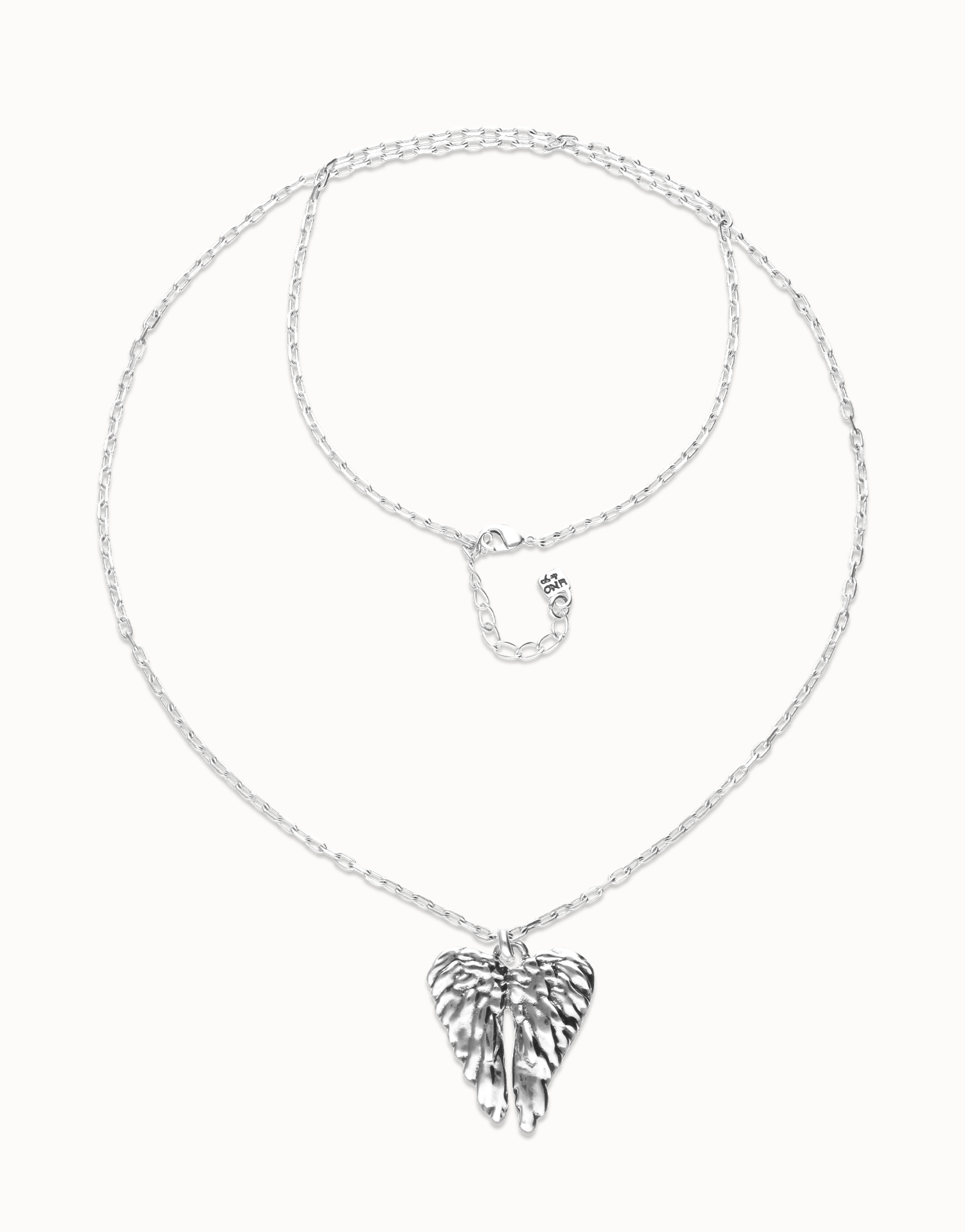 Long necklace with wing detail, Silver, large thumbnail