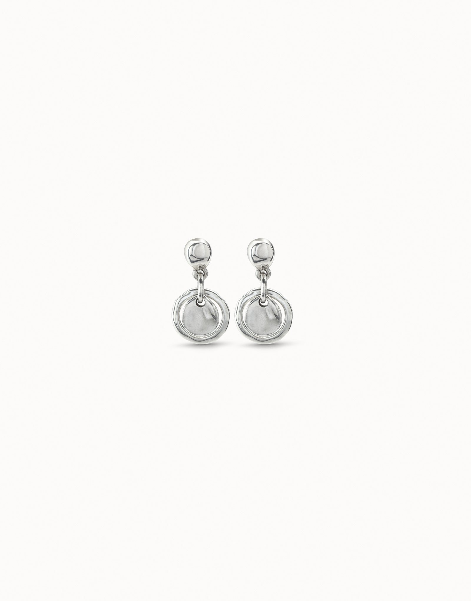 Sterling silver-plated short earrings, Silver, large image number null