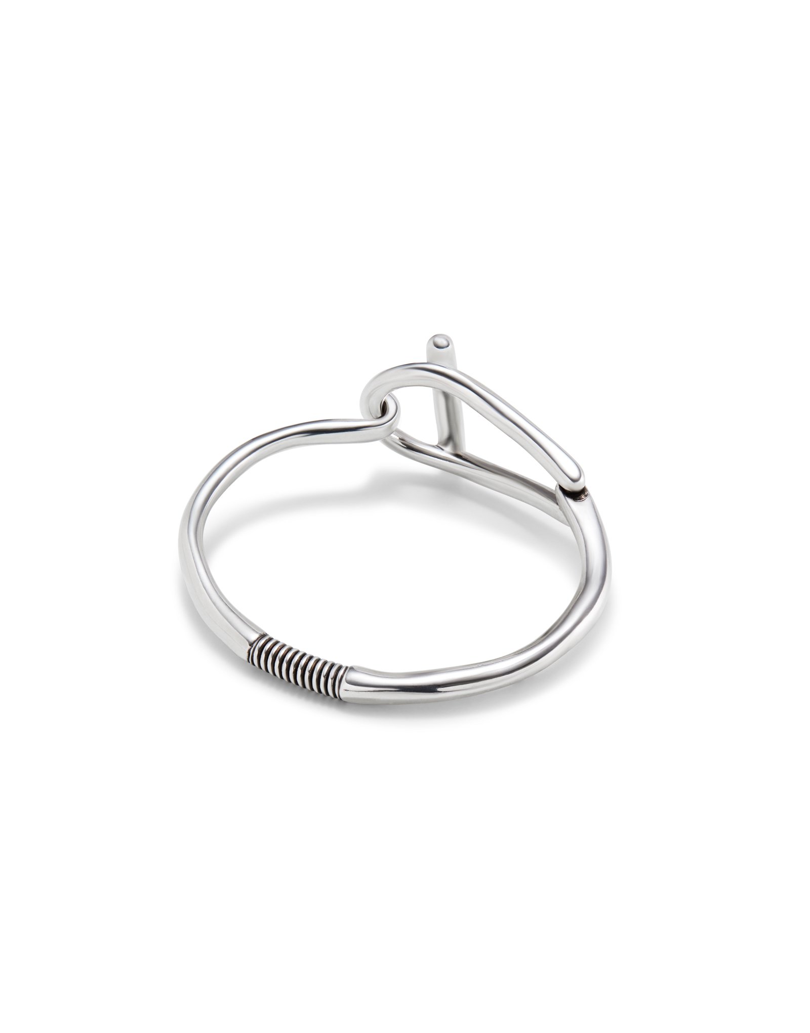 Rigid silver-plated bracelet with medium sized link and inner spring, Silver, large image number null