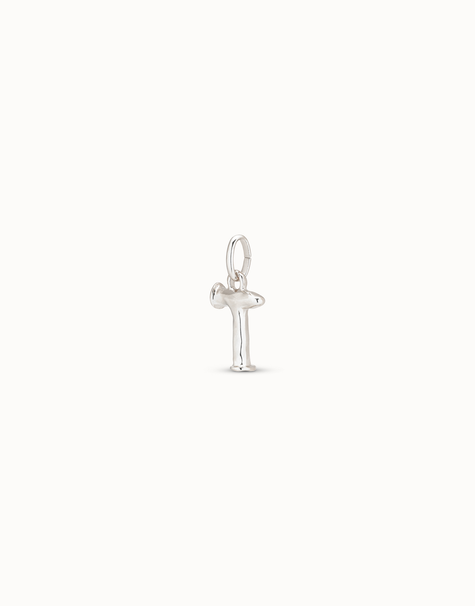 Sterling silver-plated letter T charm, Silver, large image number null