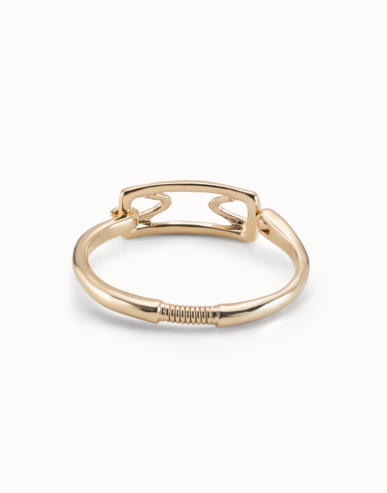 18K gold-plated rigid bracelet with rectangular central link, Golden, large image number null