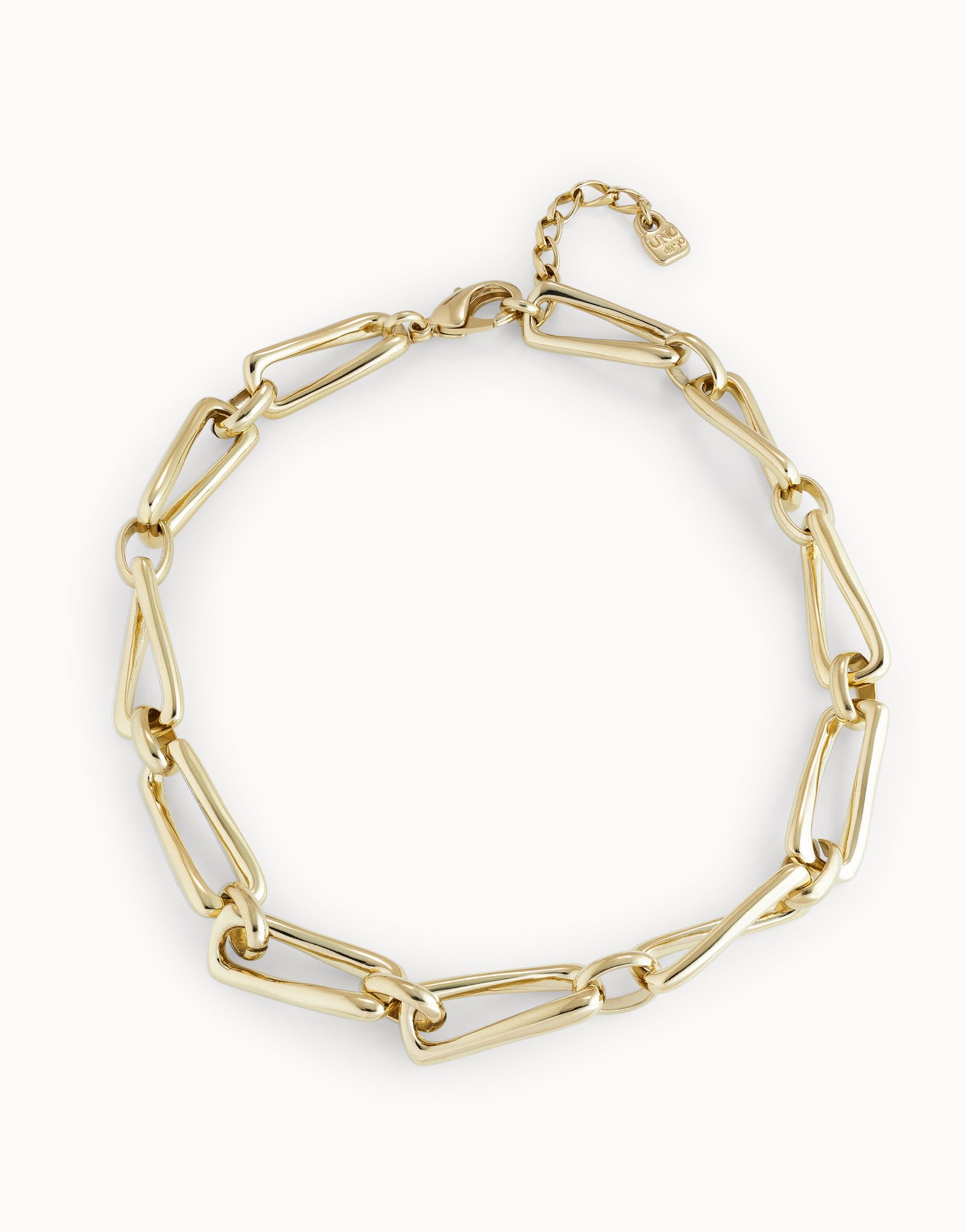 18K gold-plated necklace with square links, Golden, large image number null