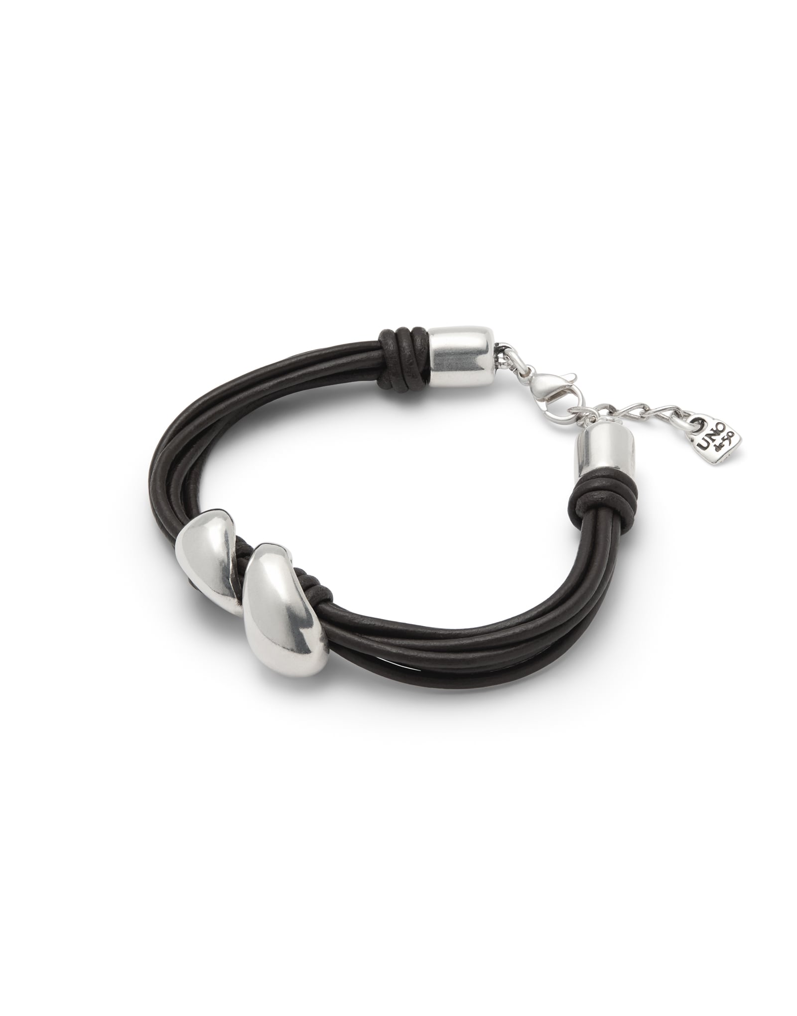 Leather bracelet with two drops