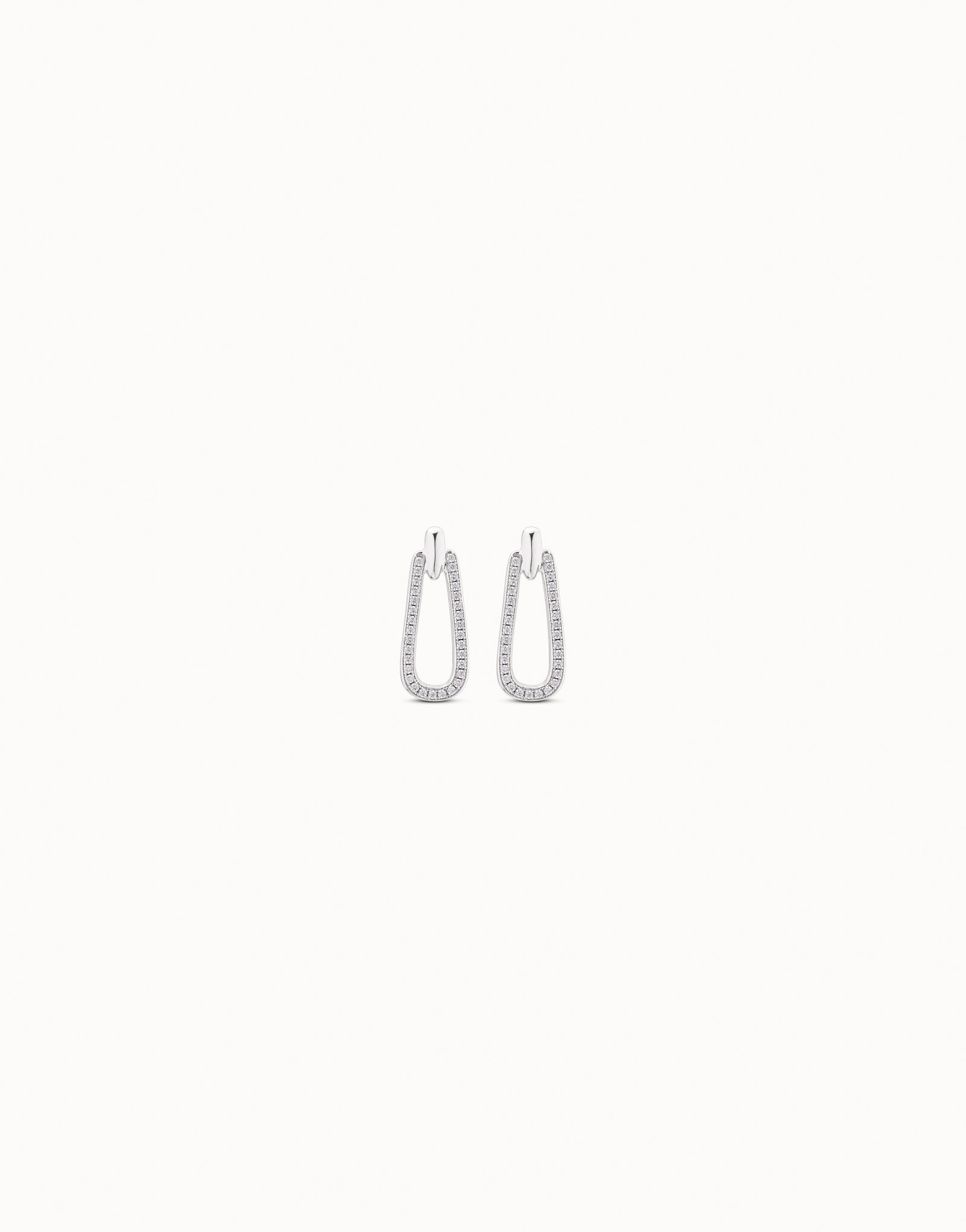 Sterling silver-plated link shaped earrings with topaz, Silver, large image number null