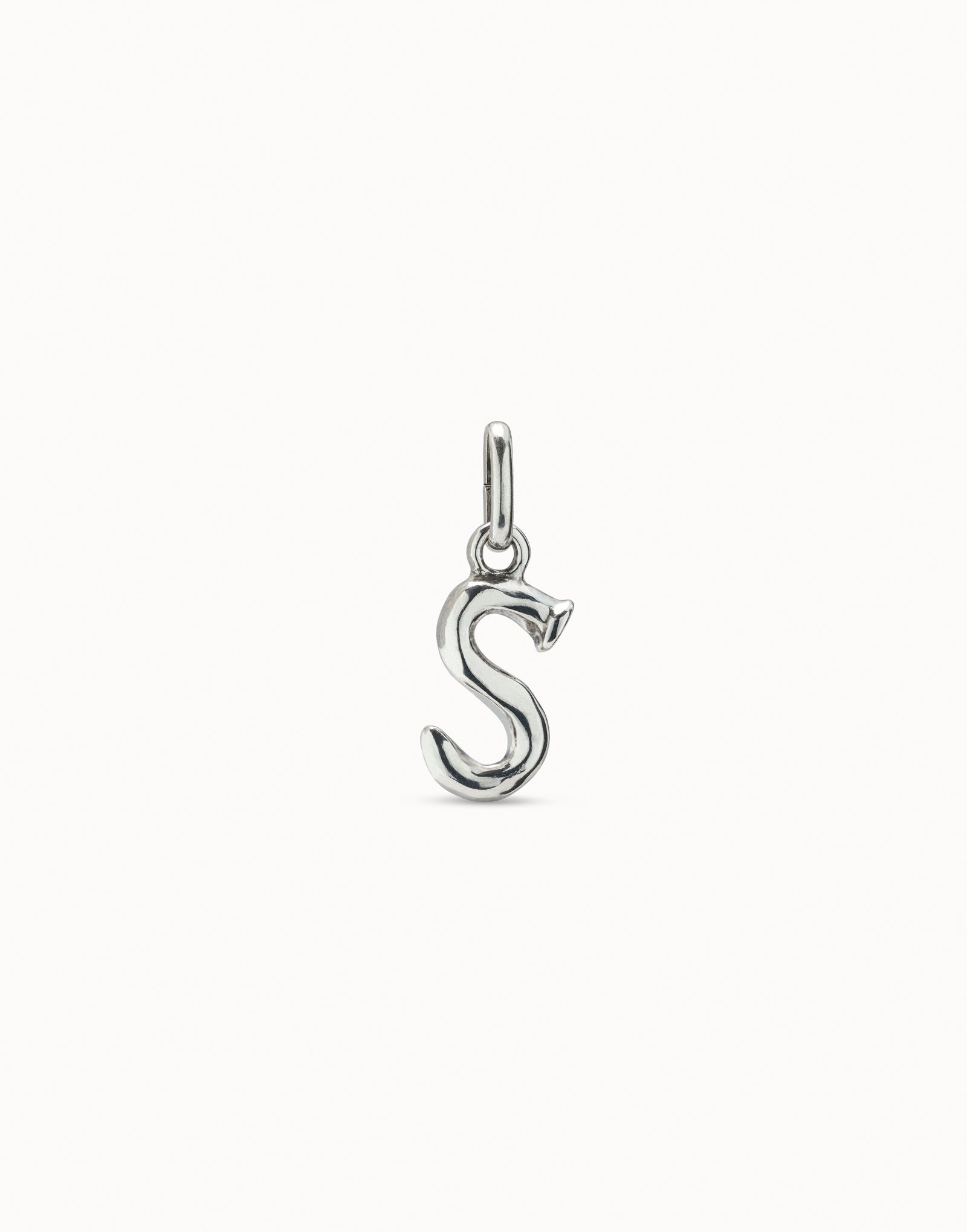 Sterling silver-plated letter S charm, Silver, large image number null