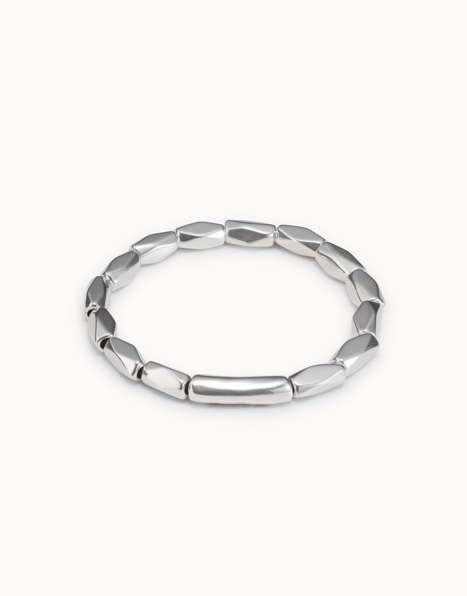 Sterling silver-plated elastic bracelet with diamond shaped pins, , large image number null