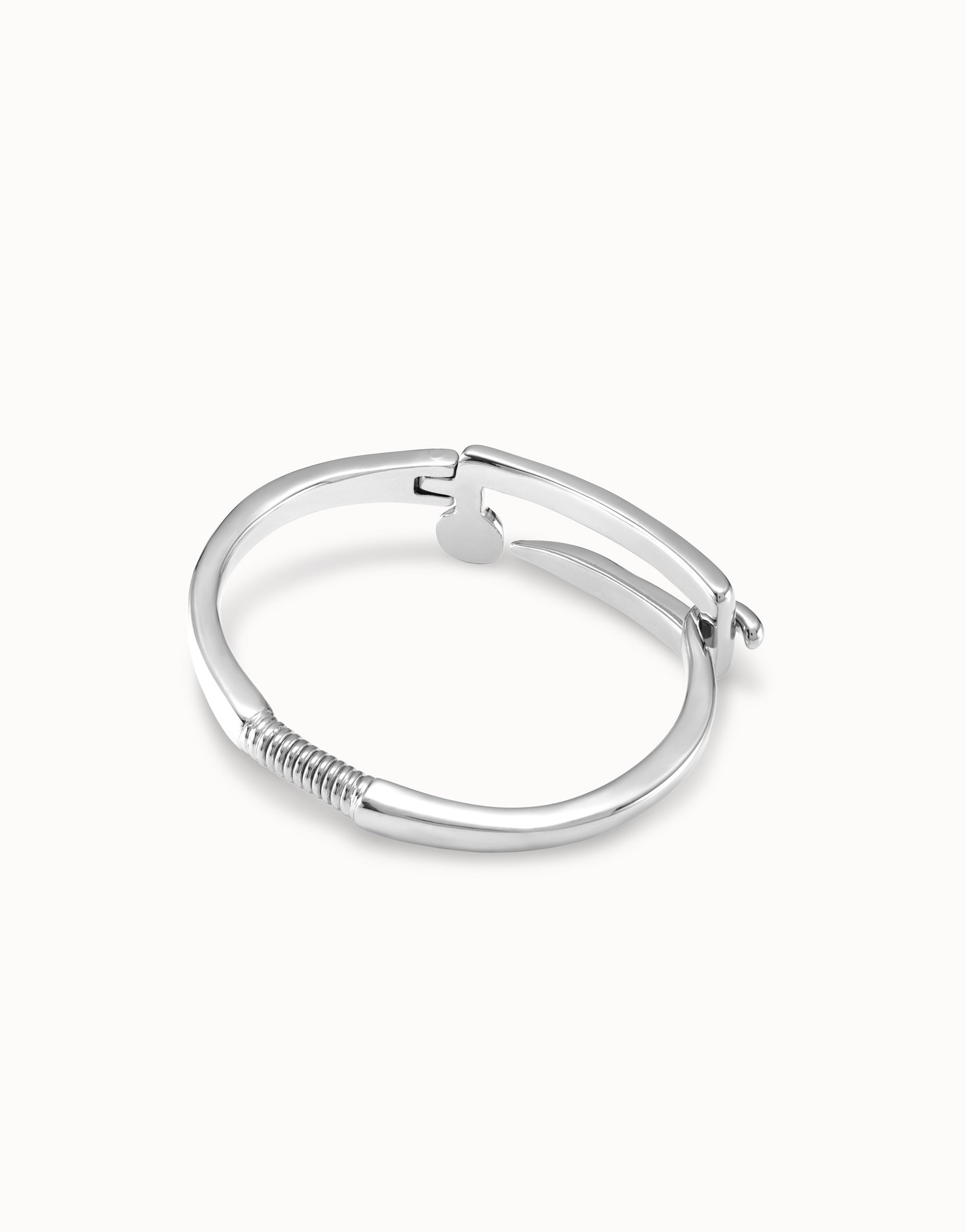 Bracciale placcato argento Sterling con molla visibile e fibbia centrale a forma di chiodo, Argent, large image number null