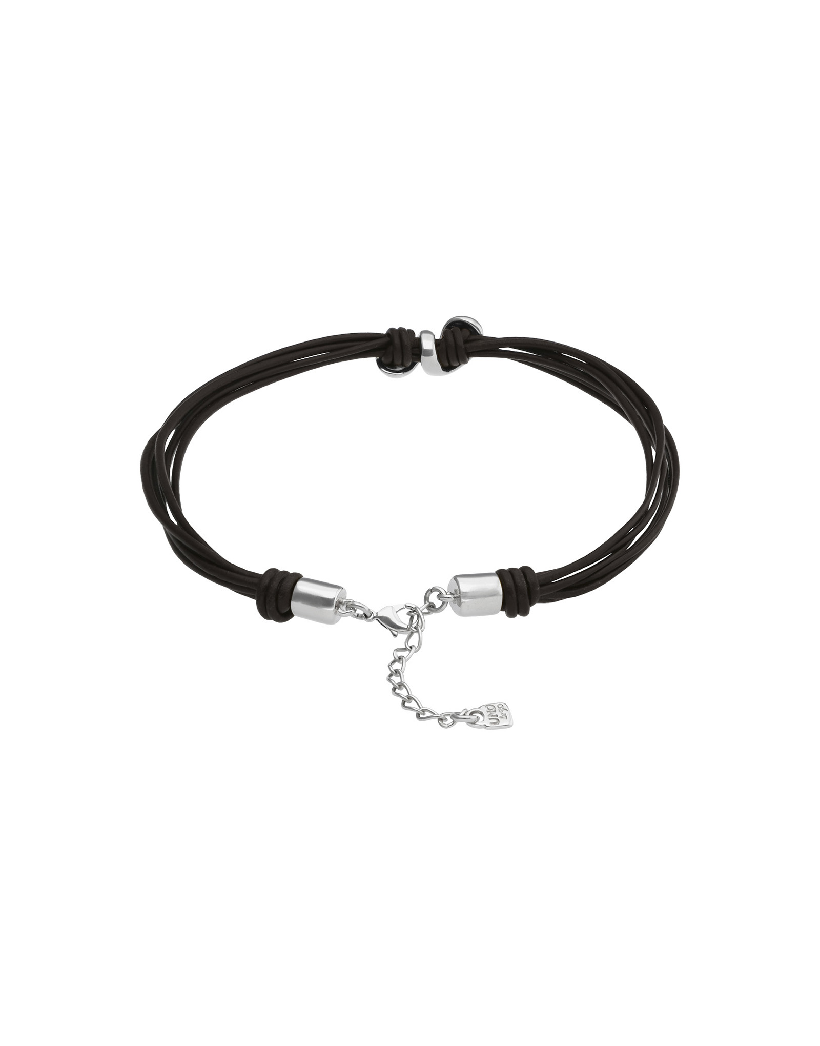 Short leather necklace with two drops