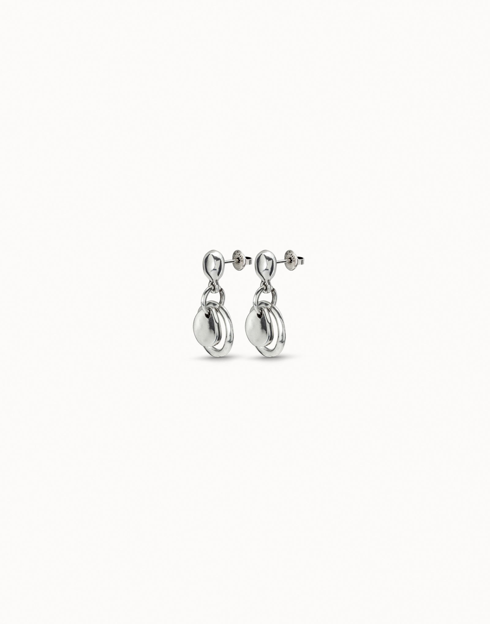 Sterling silver-plated short earrings, Silver, large image number null