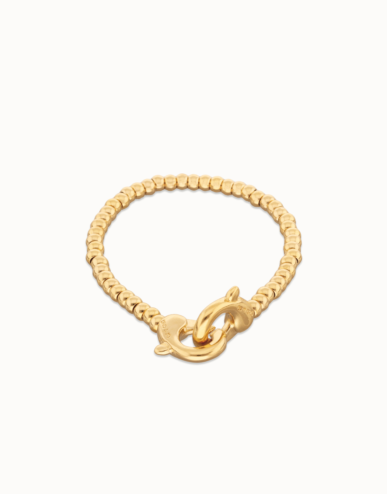 Small beads bracelet with interlocking carabiner, Golden, large thumbnail