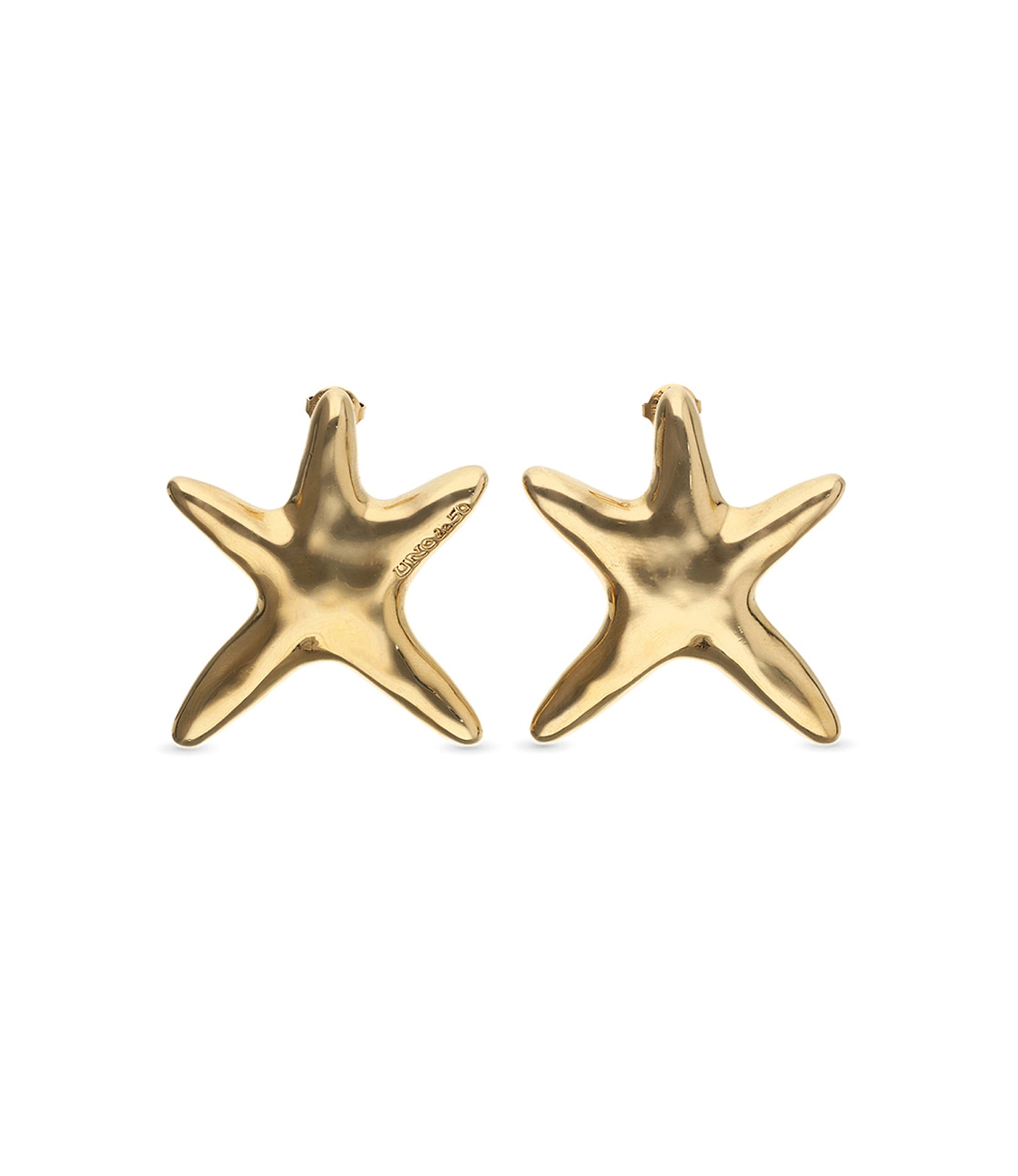Pendientes grandes ba&ntilde;ados en oro estrella de mar
