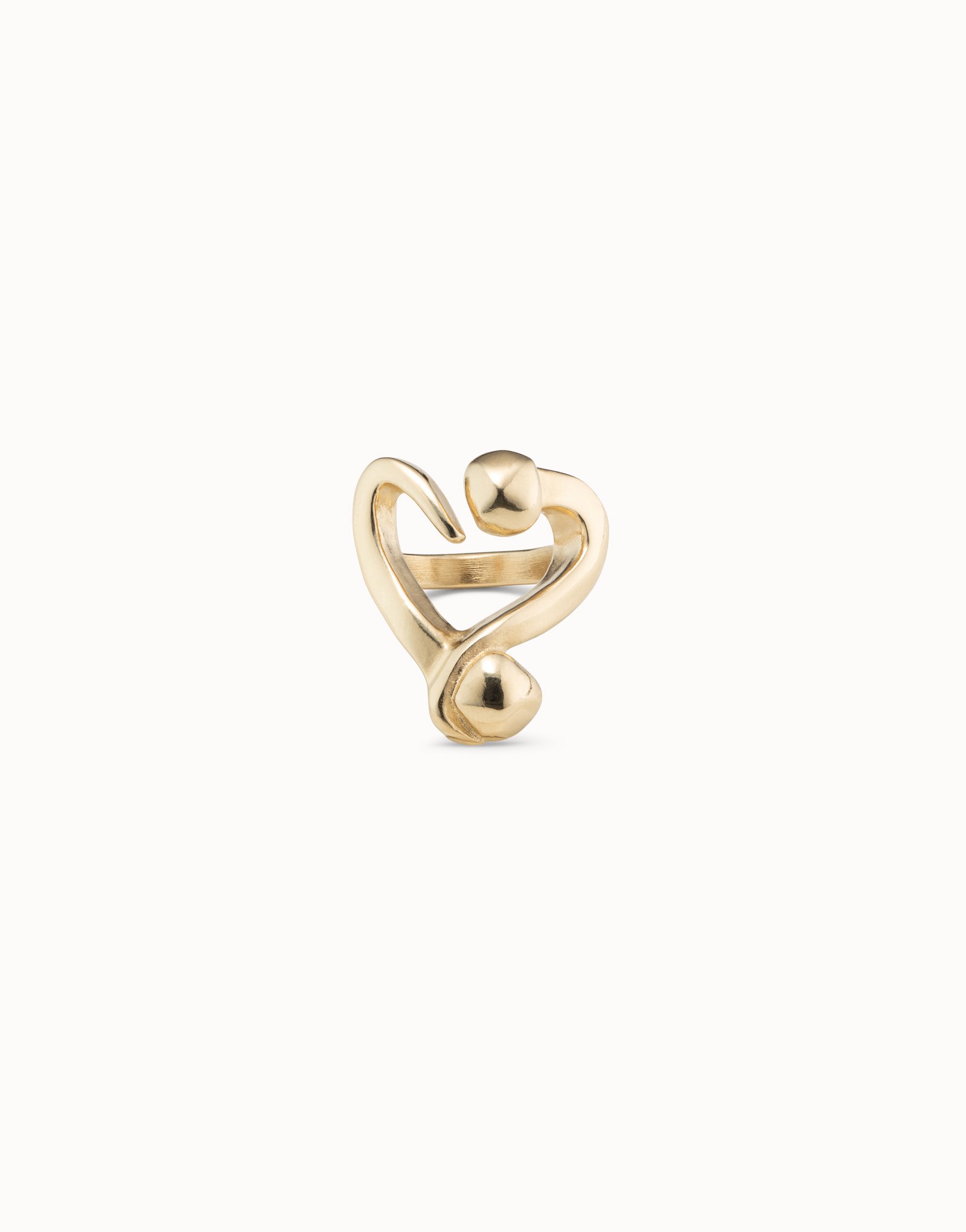 18K gold-plated open ring with a nailed heart design, Golden, large image number null