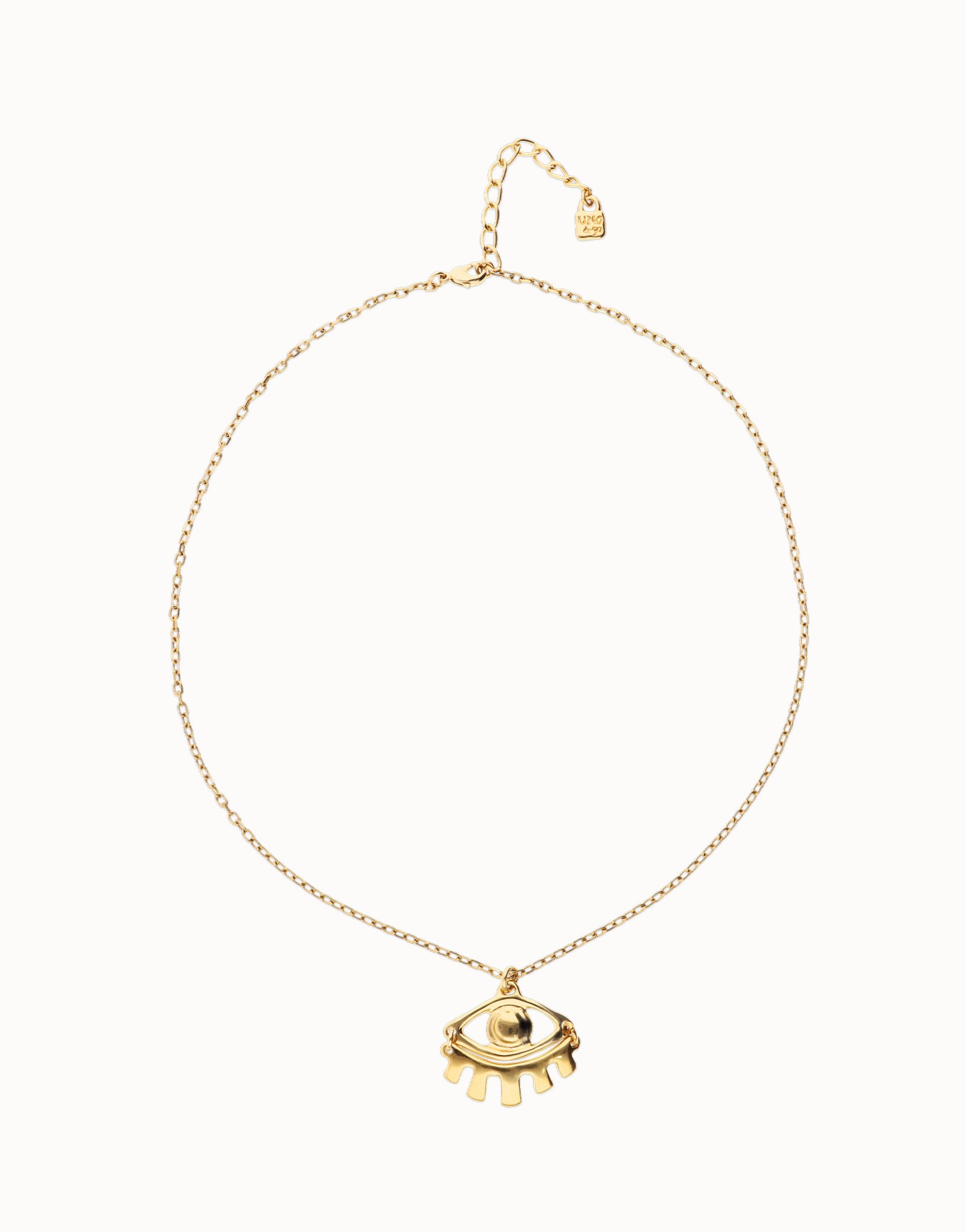 Collar corto bañado en oro 18k con detalle de ojo pequeño, Dorado, large thumbnail