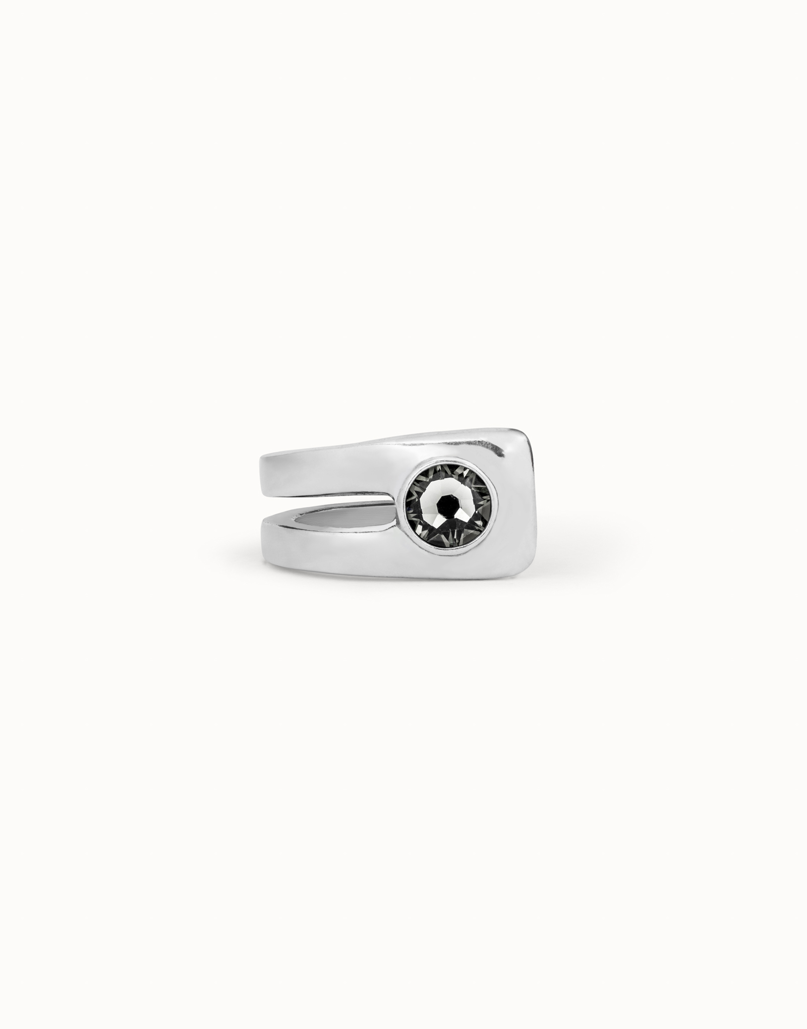 Bague plaquée argent avec maillon rectangulaire, Argent, large image number null