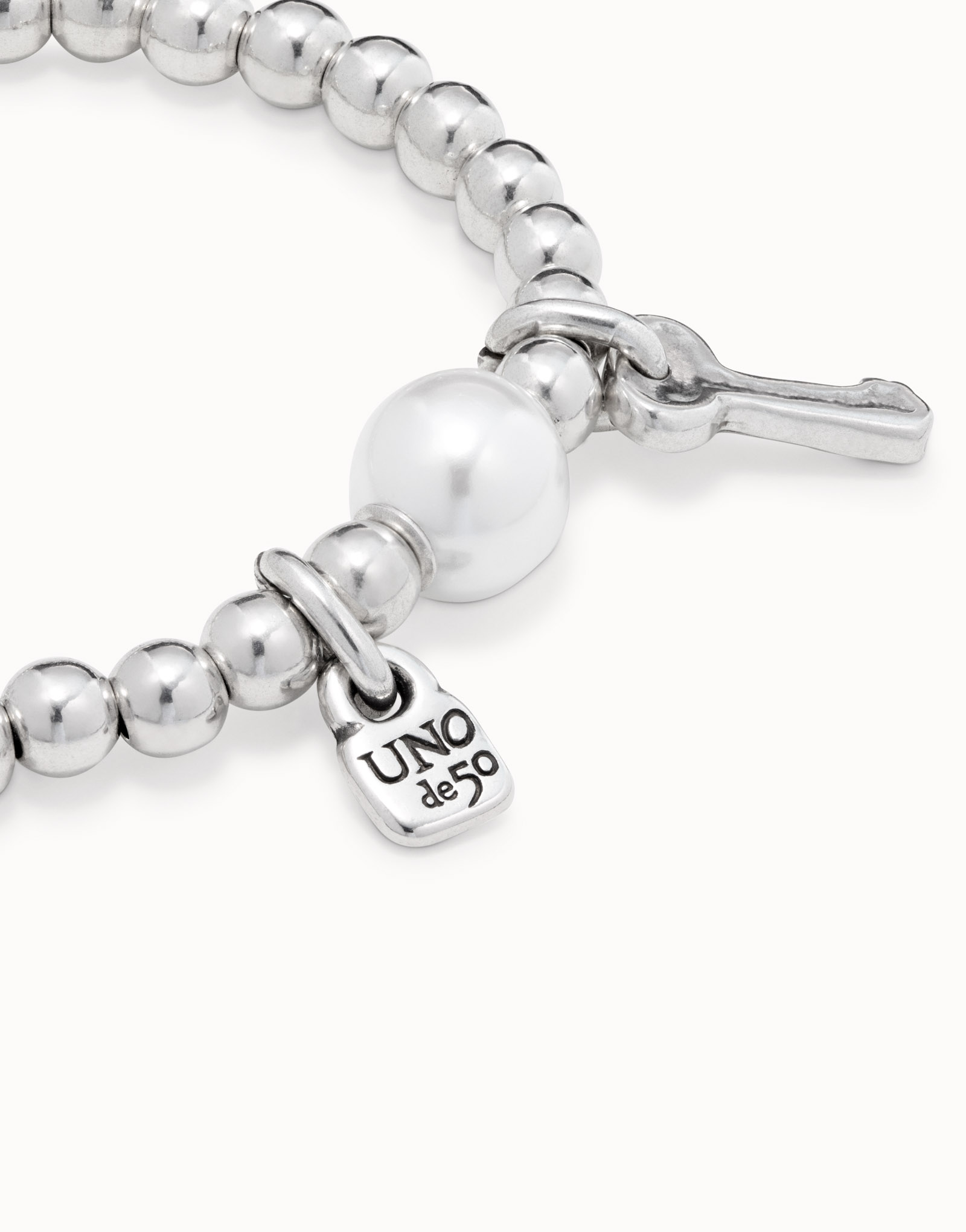 Bracelet plaqué argent avec perle, Argent, large image number null