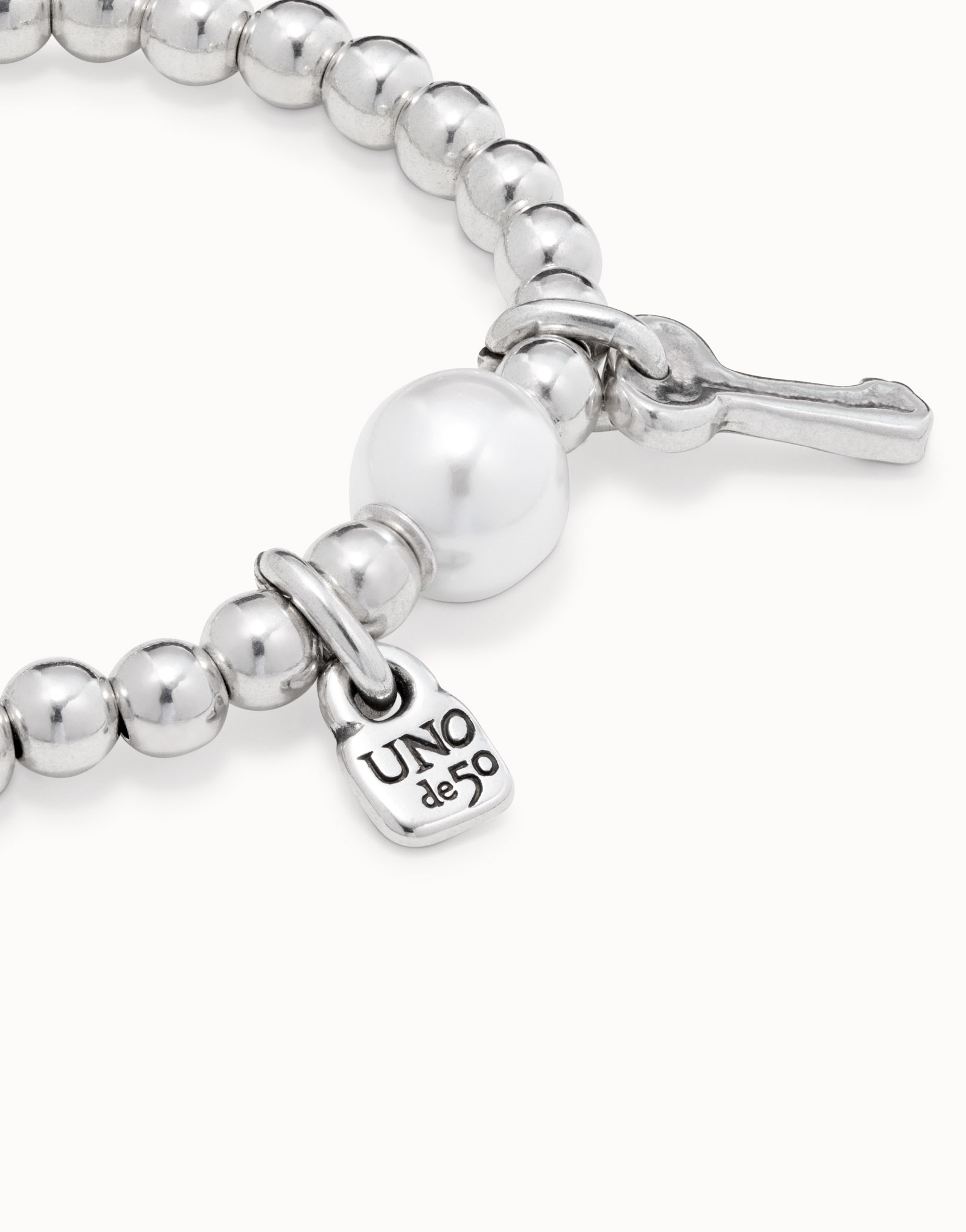 Sterling silver-plated bracelet with pearl, Silver, large image number null