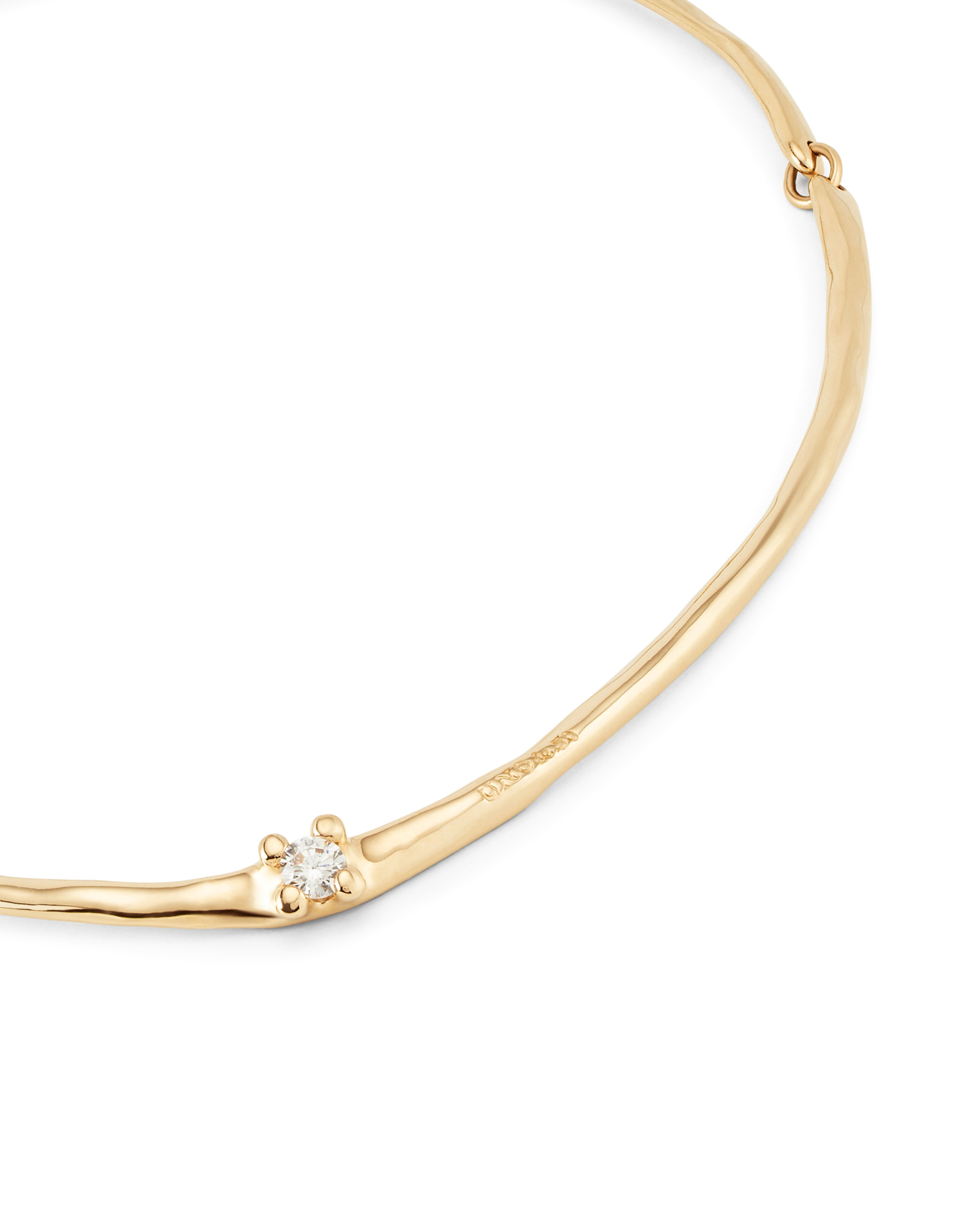 18K gold-plated rigid necklace with white cubic zirconia, Golden, large image number null