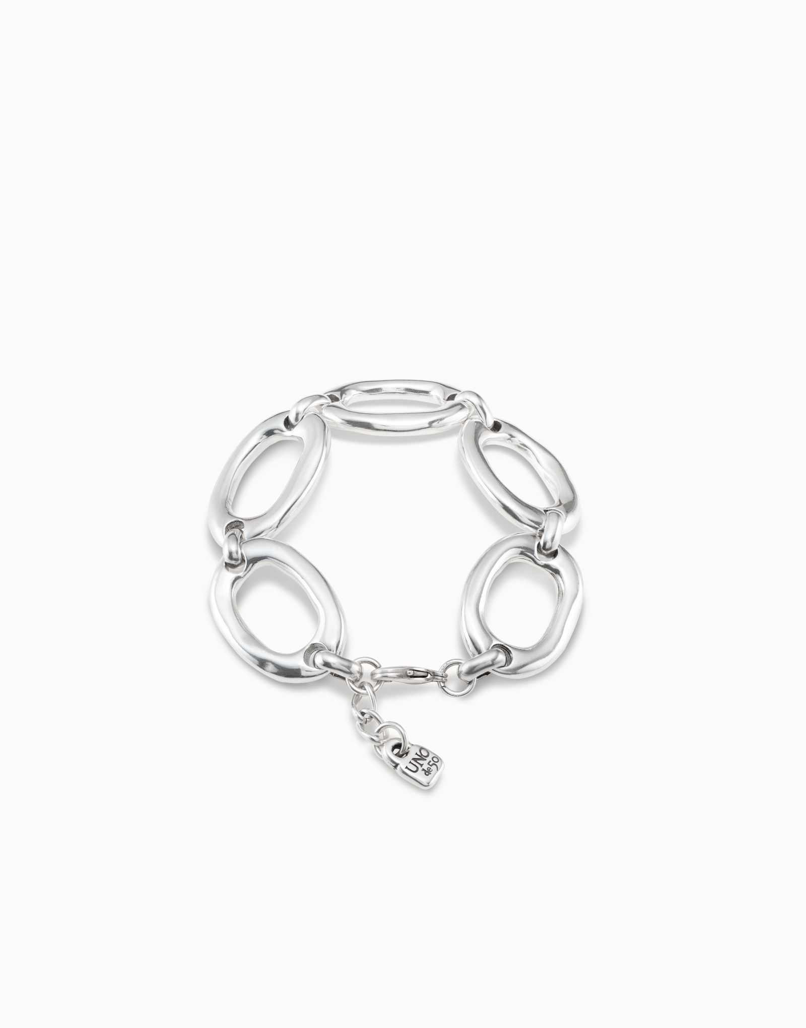 Sterling silver-plated bracelet with large links, Silver, large image number null