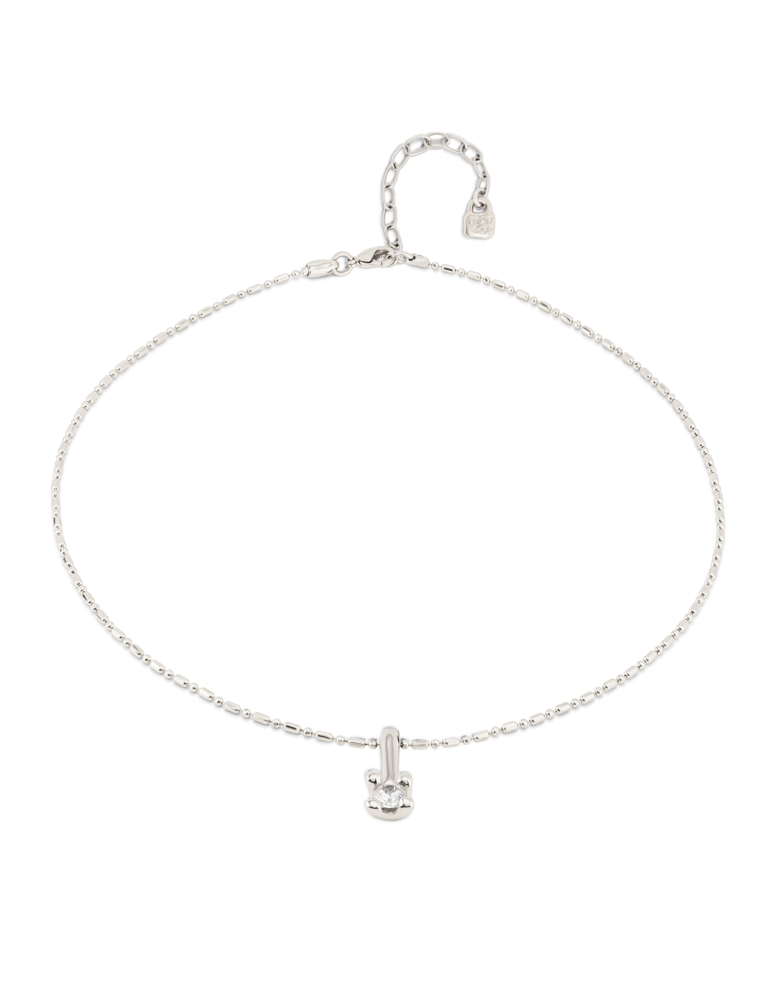 Sterling silver-plated necklace with white central cubic zirconia, Silver, large image number null