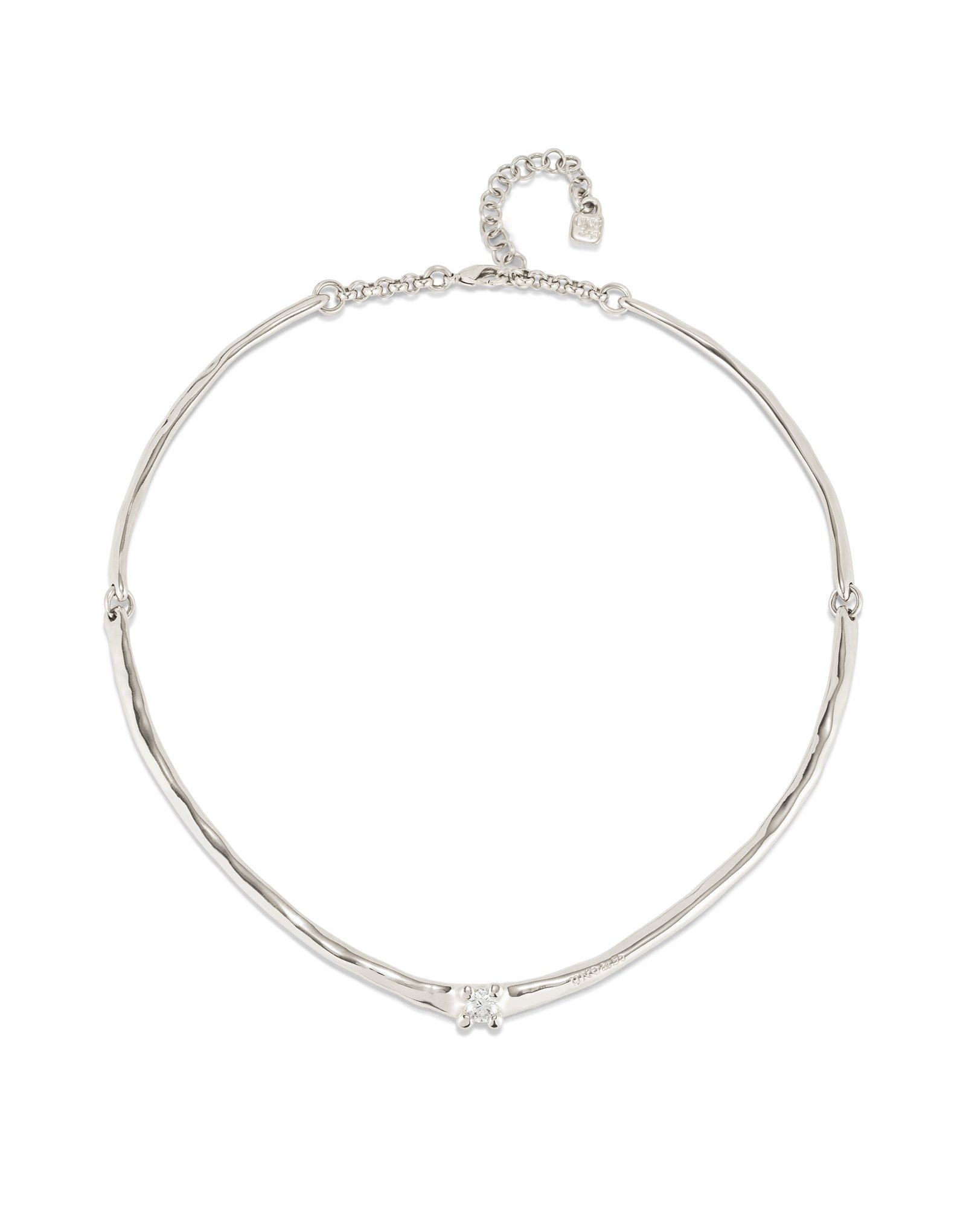 Collier rigide plaqué argent et zircon blanc, Argent, large image number null