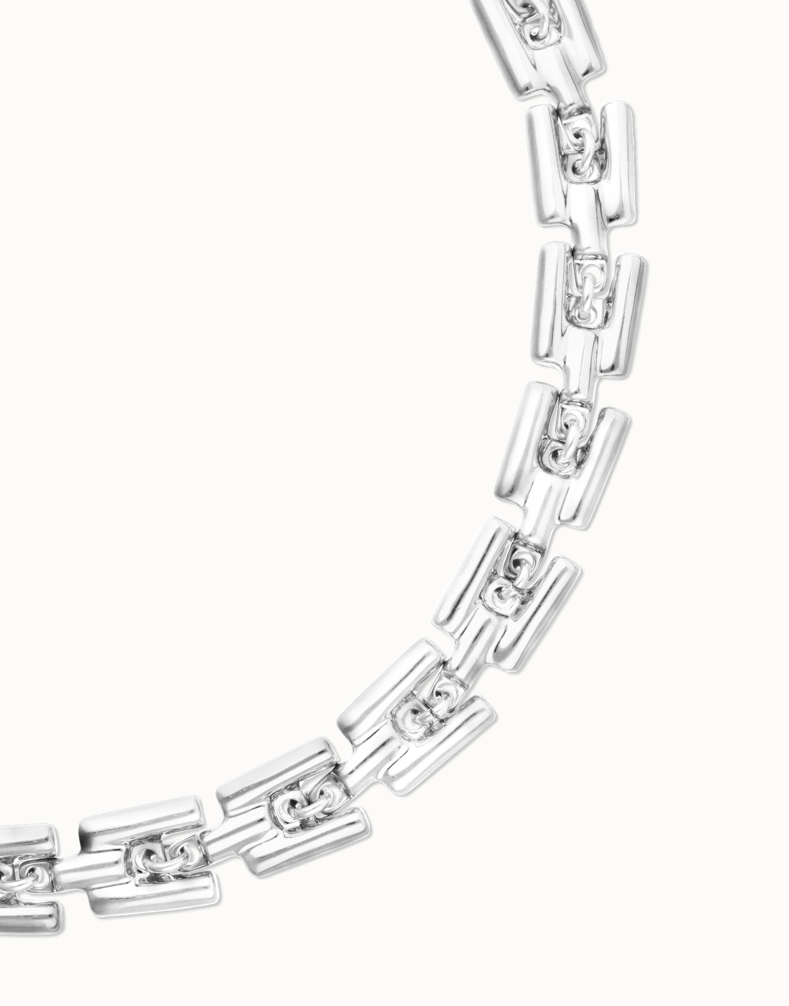 Collar con eslabones ba&ntilde;ado en plata de ley, Plateado, large thumbnail