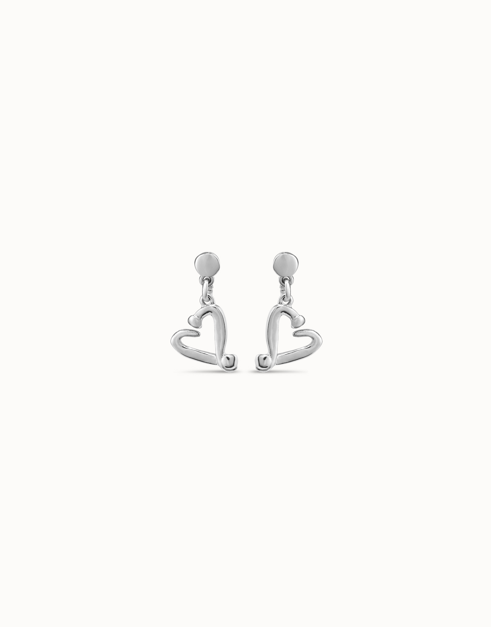 Boucles d’oreilles plaquées argent en forme de cœur clouté, Argent, large image number null