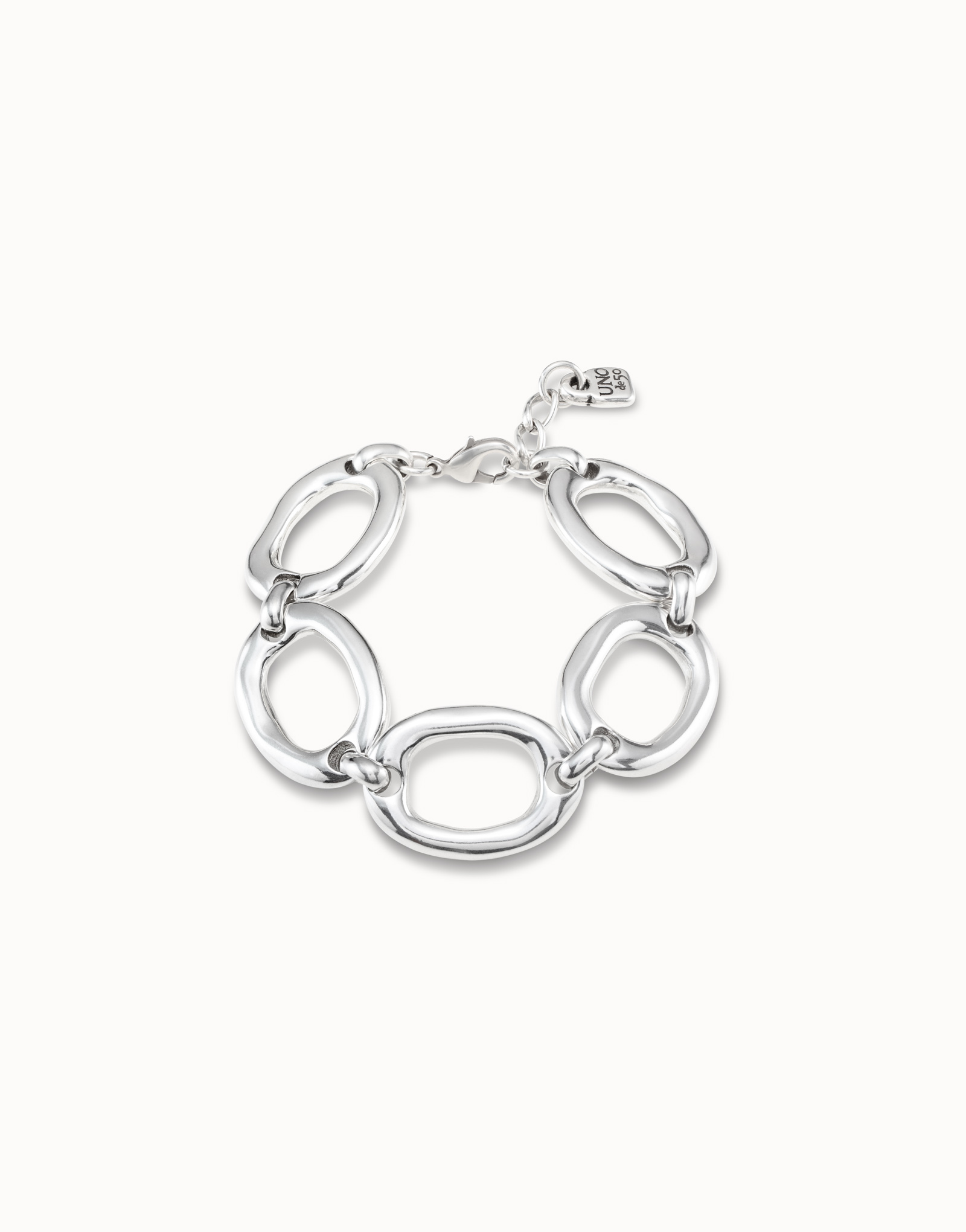 Sterling silver-plated bracelet with large links, Silver, large image number null