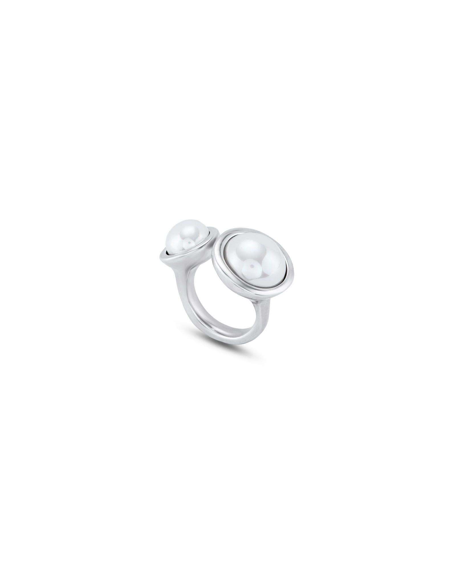 Anello placcato argento Sterling e due perle di diverse dimensioni, Argent, large image number null