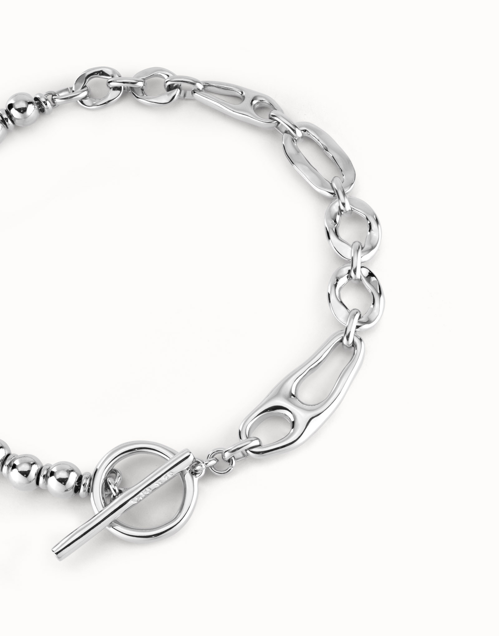 Sterling silver-plated necklace with links, Silver, large image number null