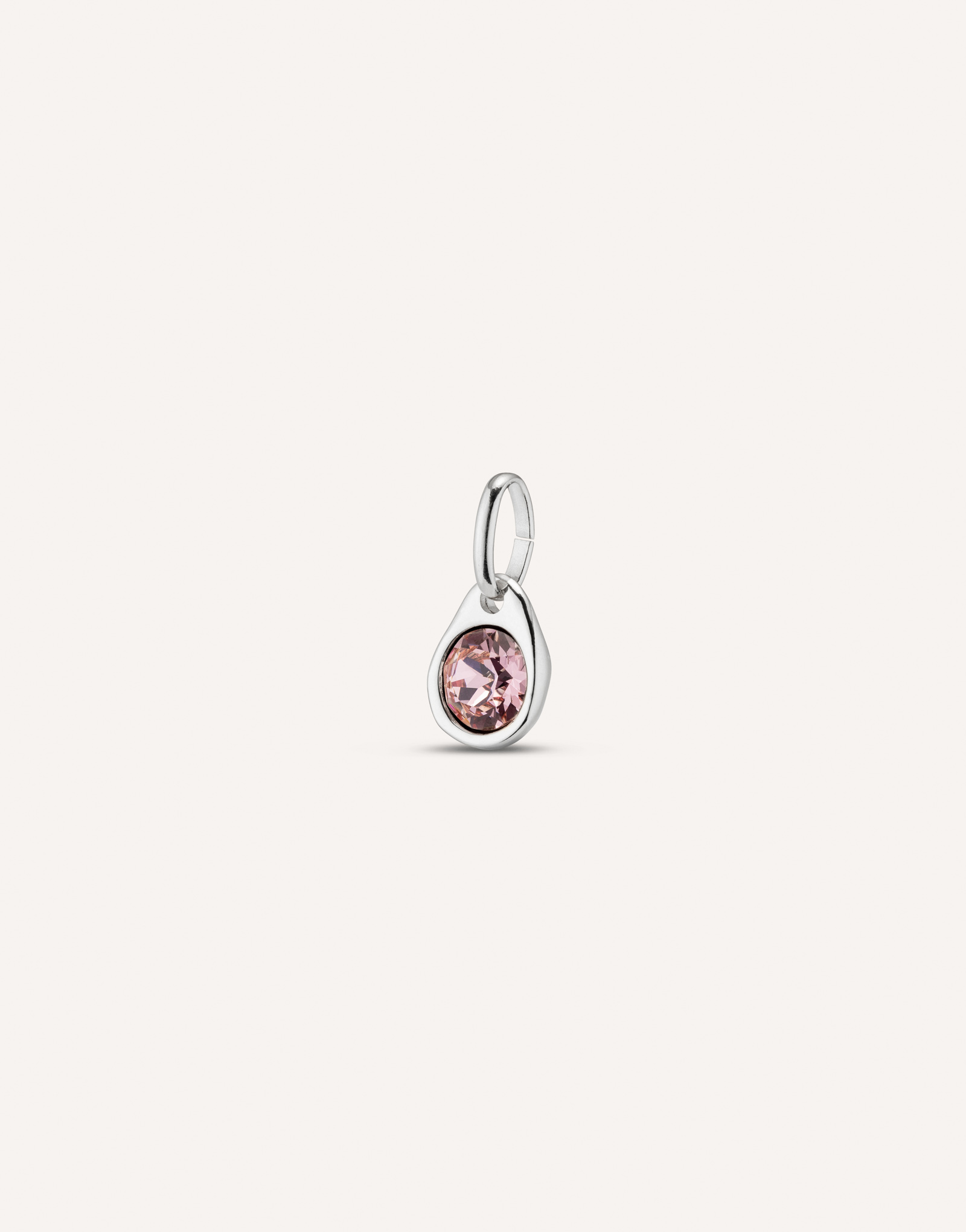 Sterling silver-plated charm with pink crystal, Silver, large image number null