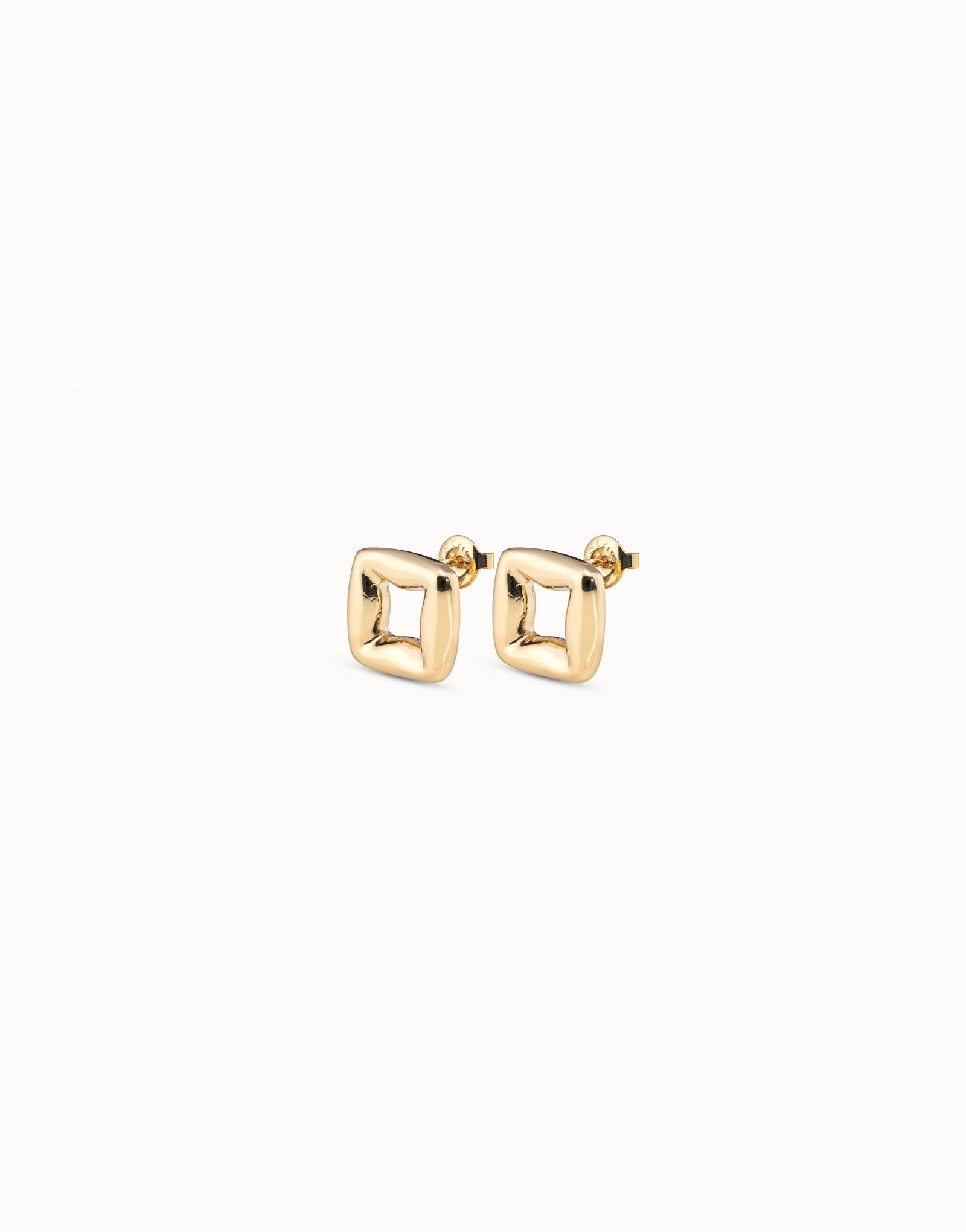 18K gold-plated small link shaped earrings, Golden, large image number null