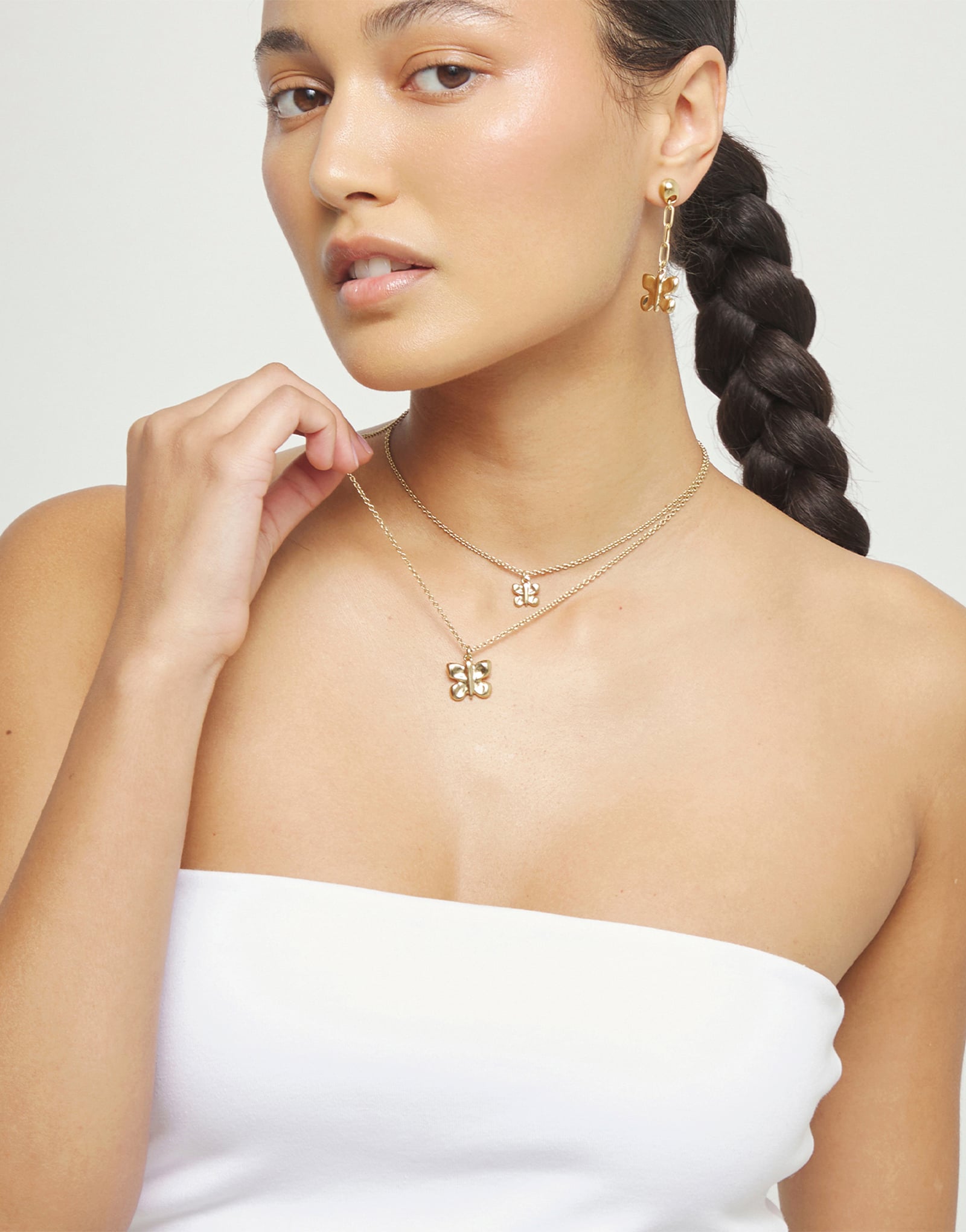 Double necklace with butterflies