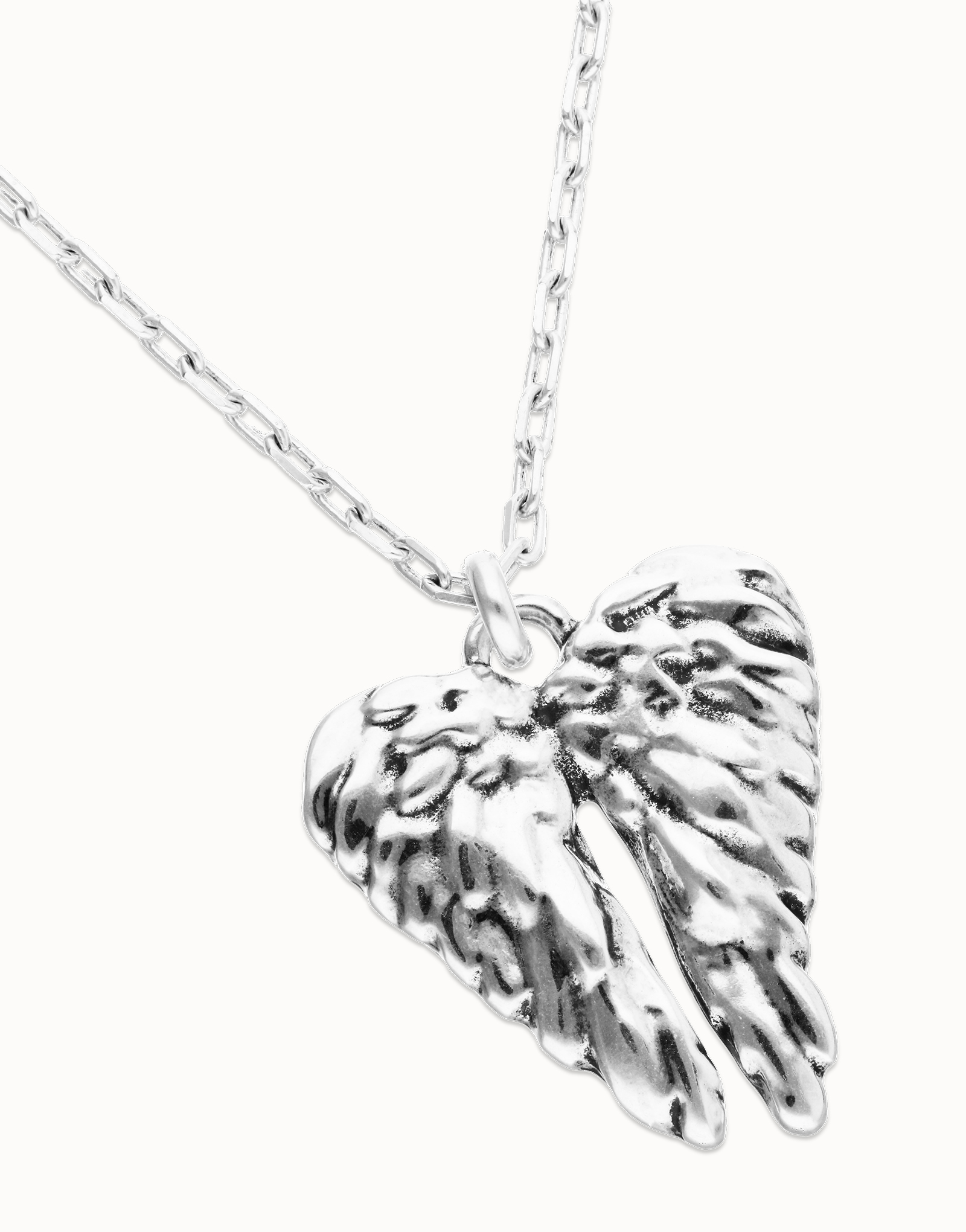 Long necklace with wing detail, Silver, large thumbnail