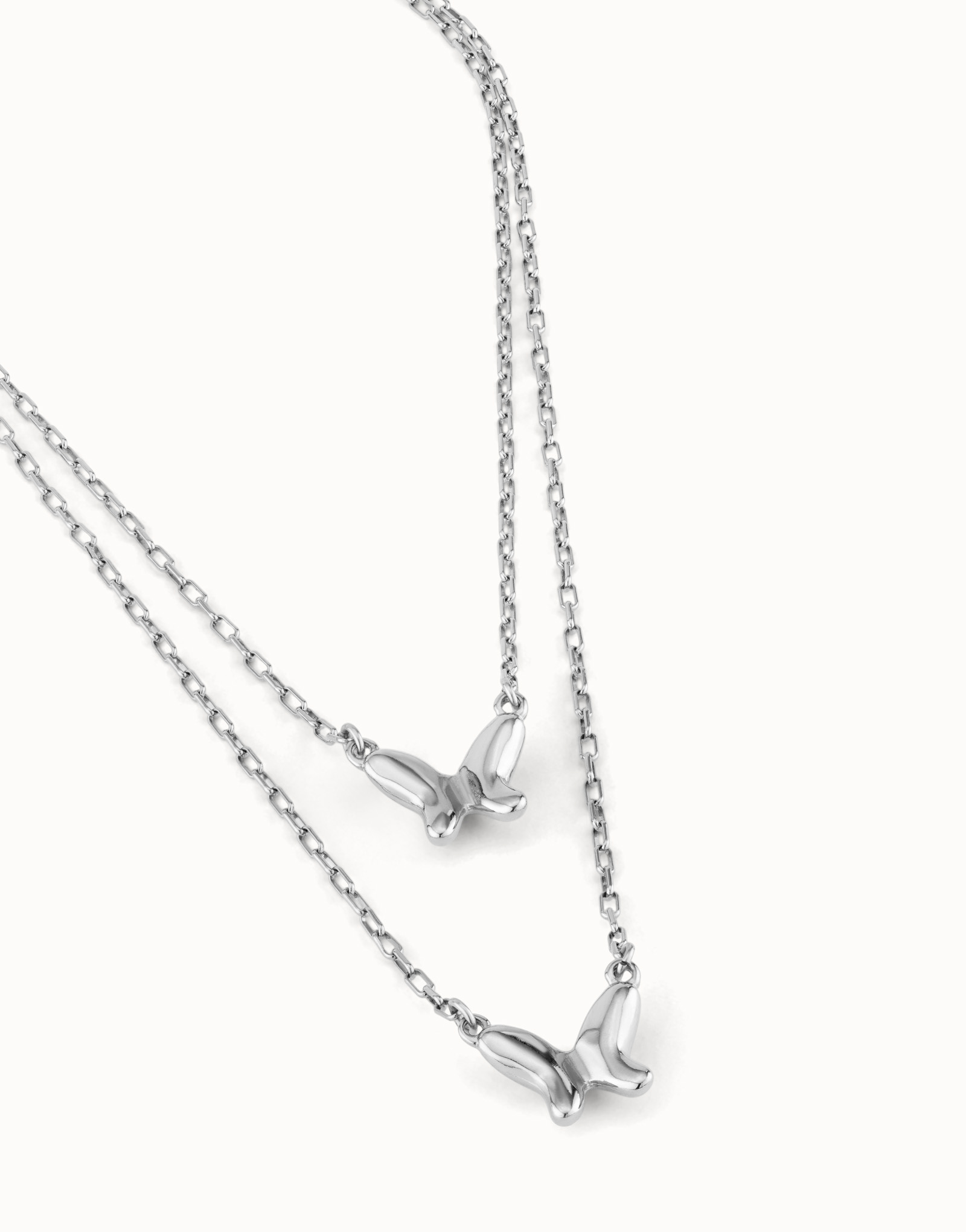 Double sterling silver-plated metal alloy necklace, Silver, large image number null