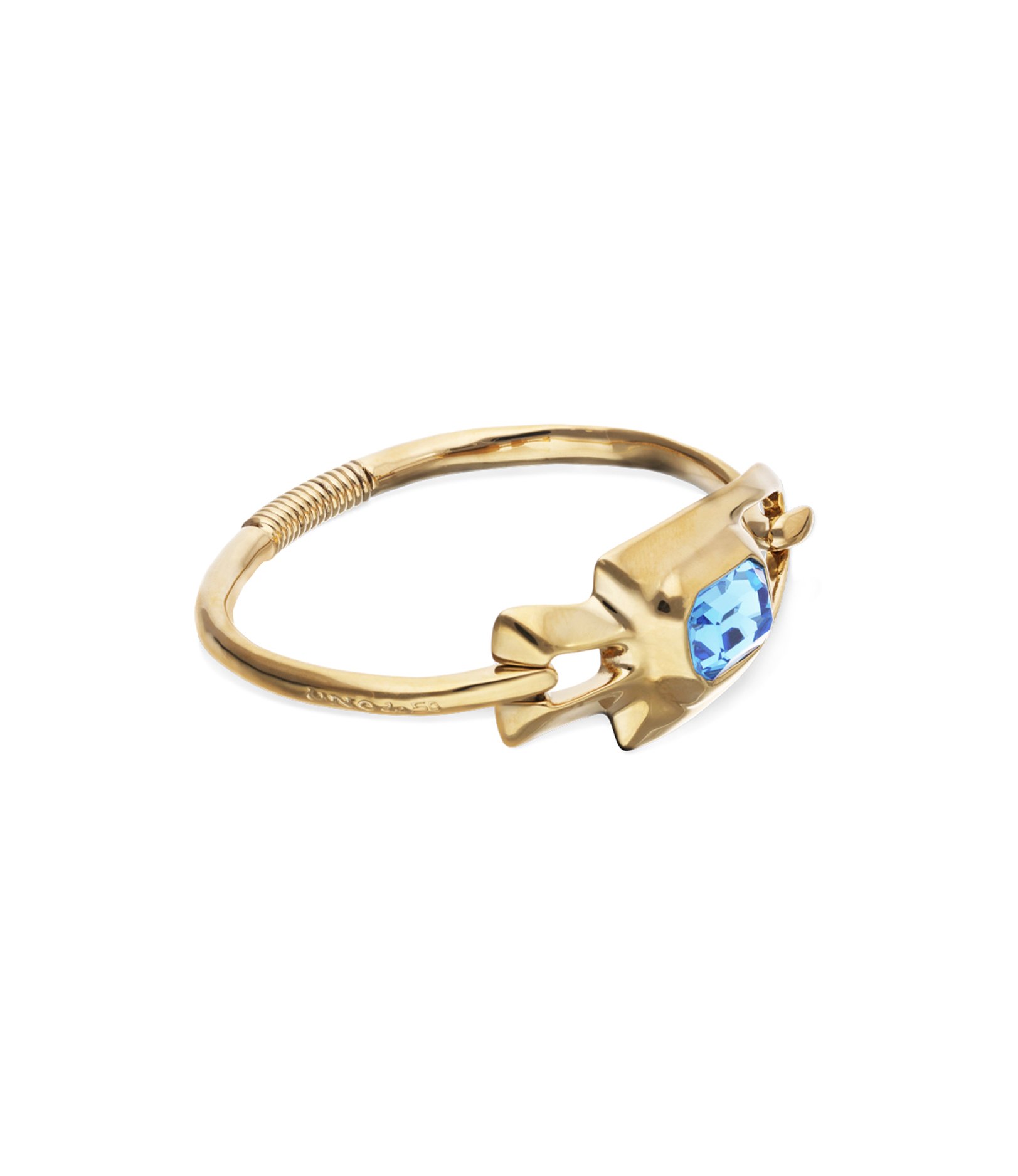 Semi-rigid bracelet with blue faceted crystal