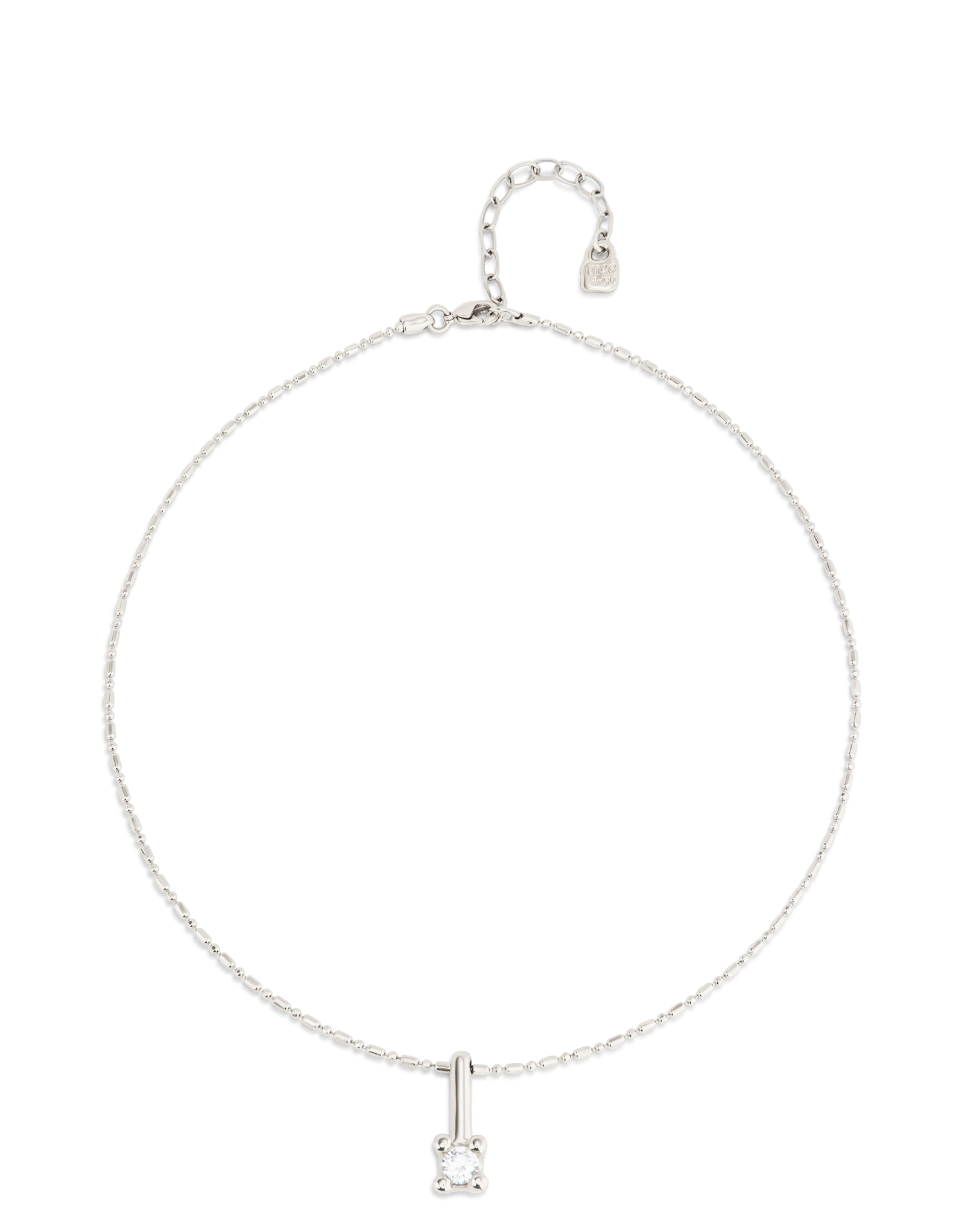 Sterling silver-plated necklace with white central cubic zirconia, Silver, large image number null