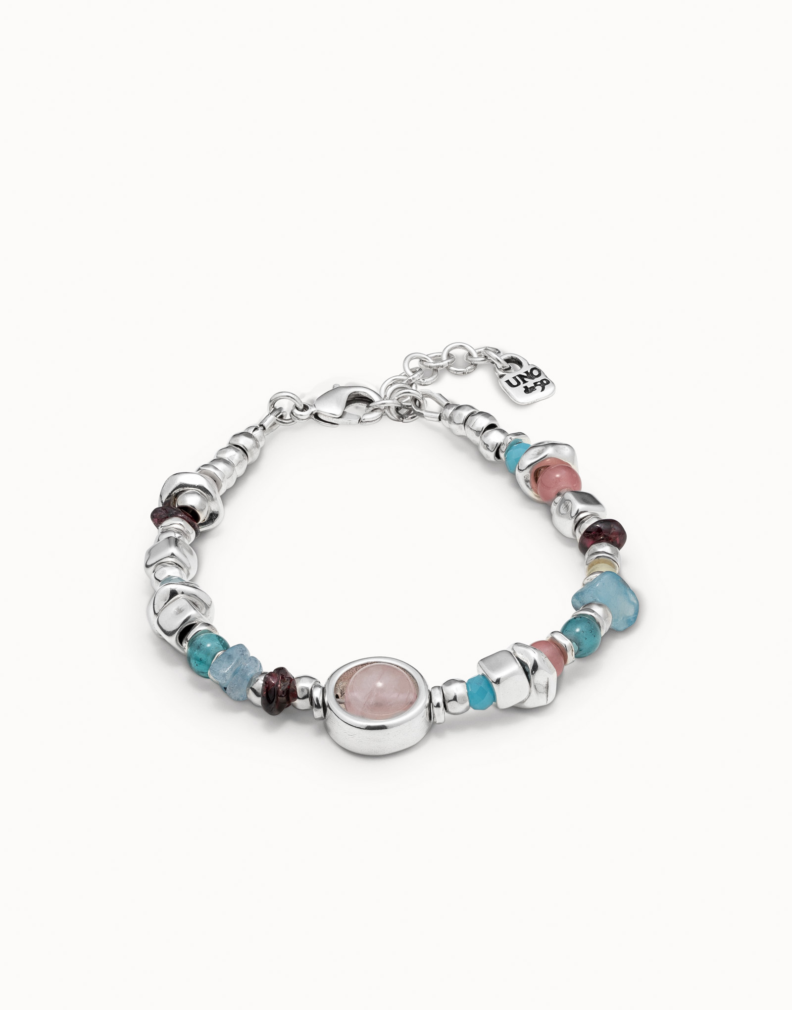Sterling silver-plated bracelet with stones and crystals, , large image number null