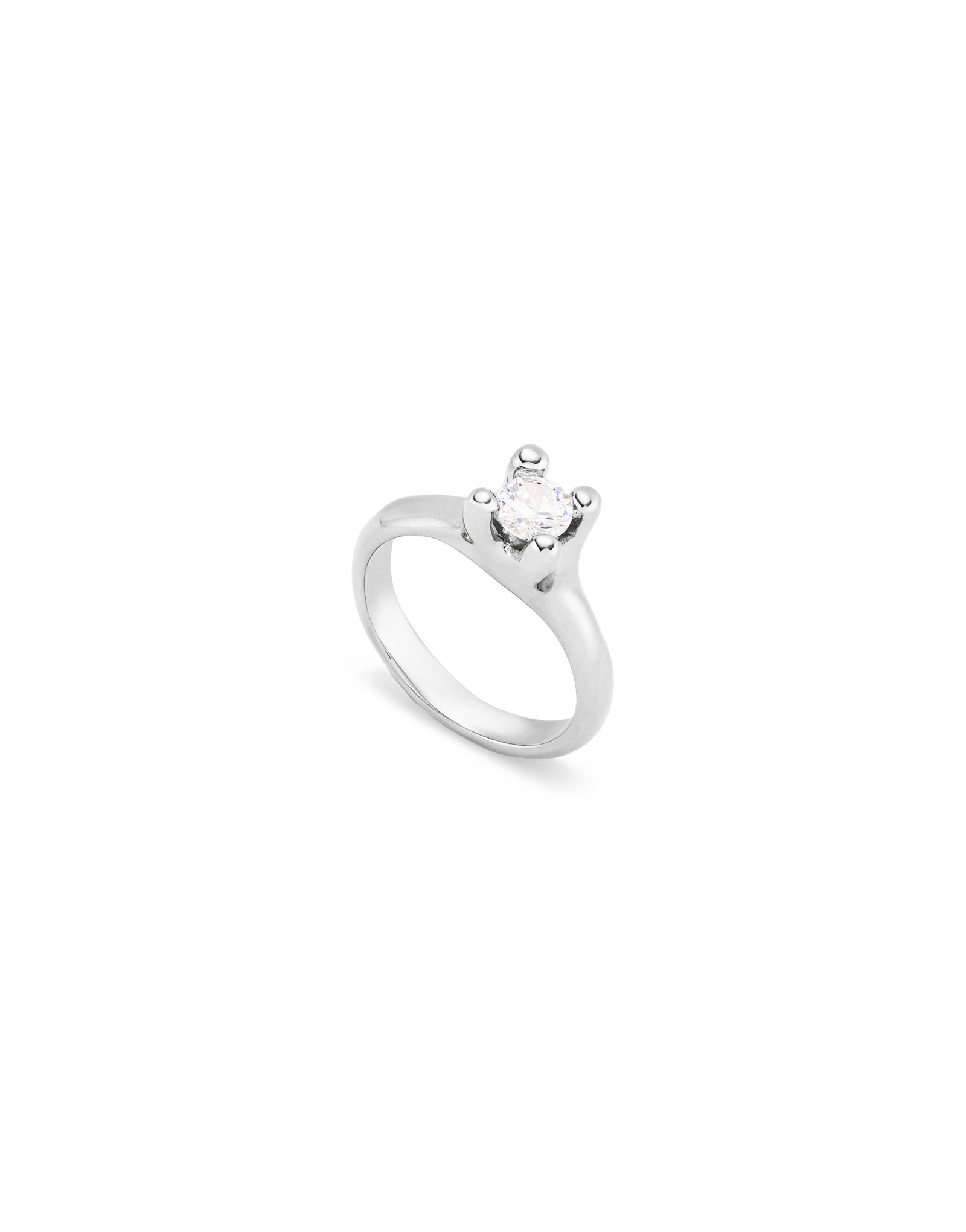 Sterling silver-plated ring with white cubic zirconia, Silver, large image number null