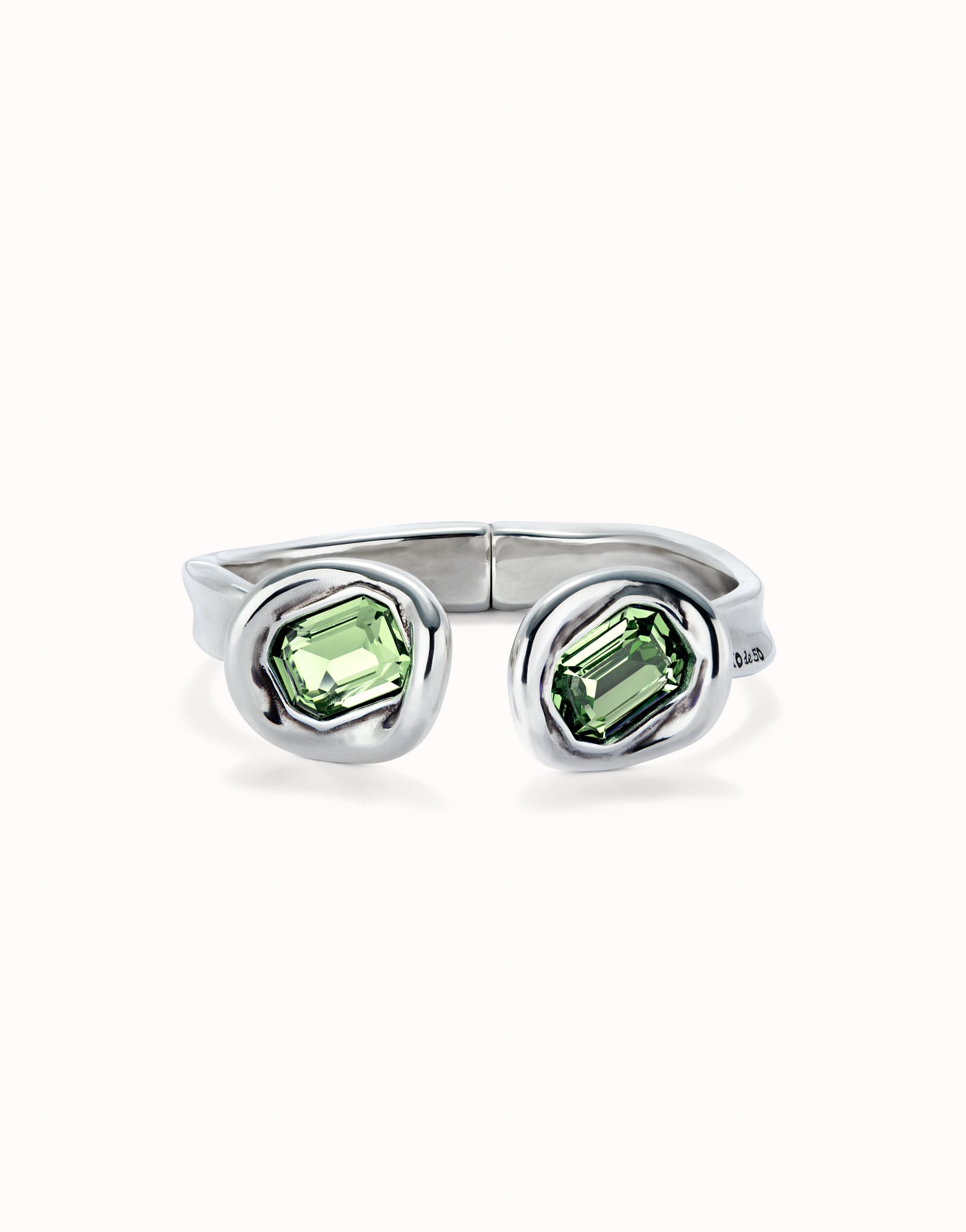 Pulsera r&iacute;gida ba&ntilde;ada en plata de ley y dos cristales turquesas