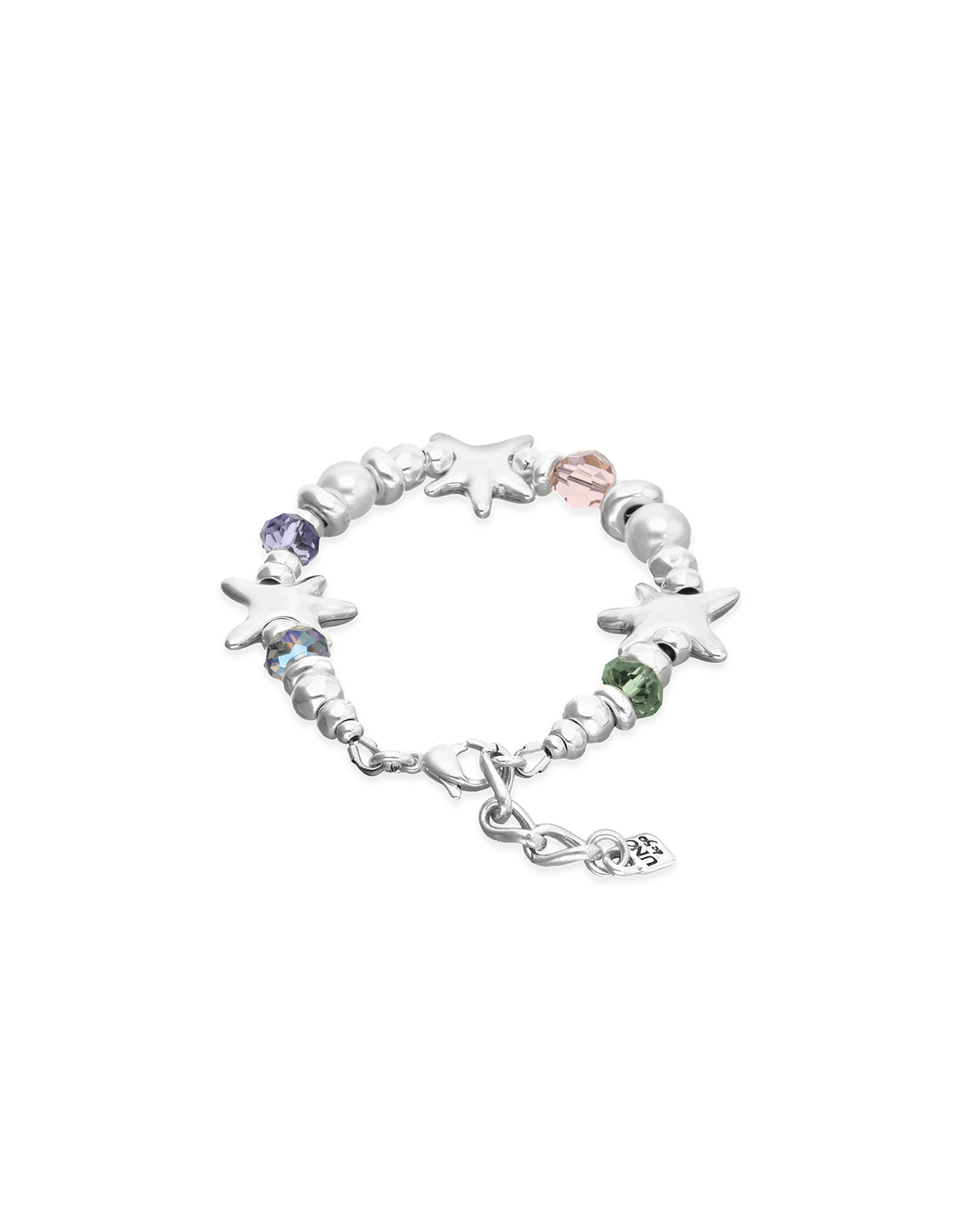 Elastic bracelet with multicolored crystals and starfish